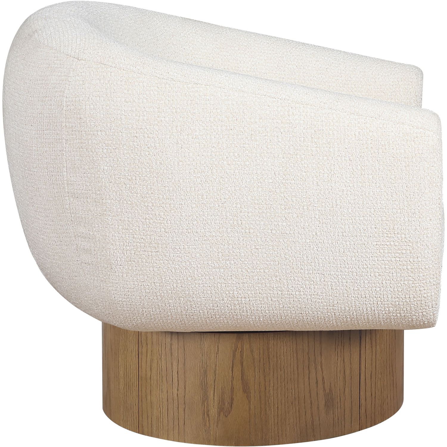 Avella Interwoven Fabric Upholstered Swivel Accent Chair — Cream / Stained Brown