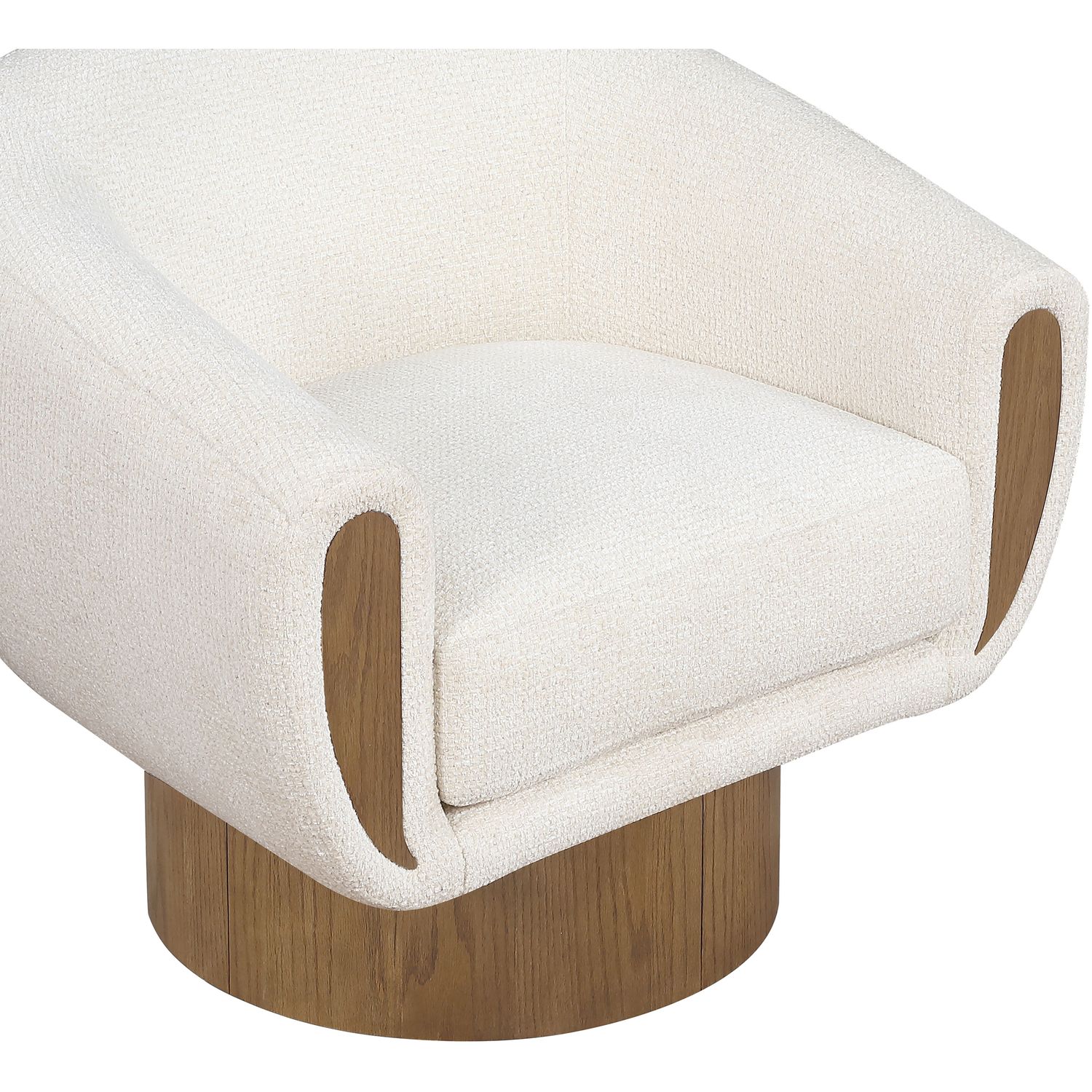Avella Interwoven Fabric Upholstered Swivel Accent Chair — Cream / Stained Brown