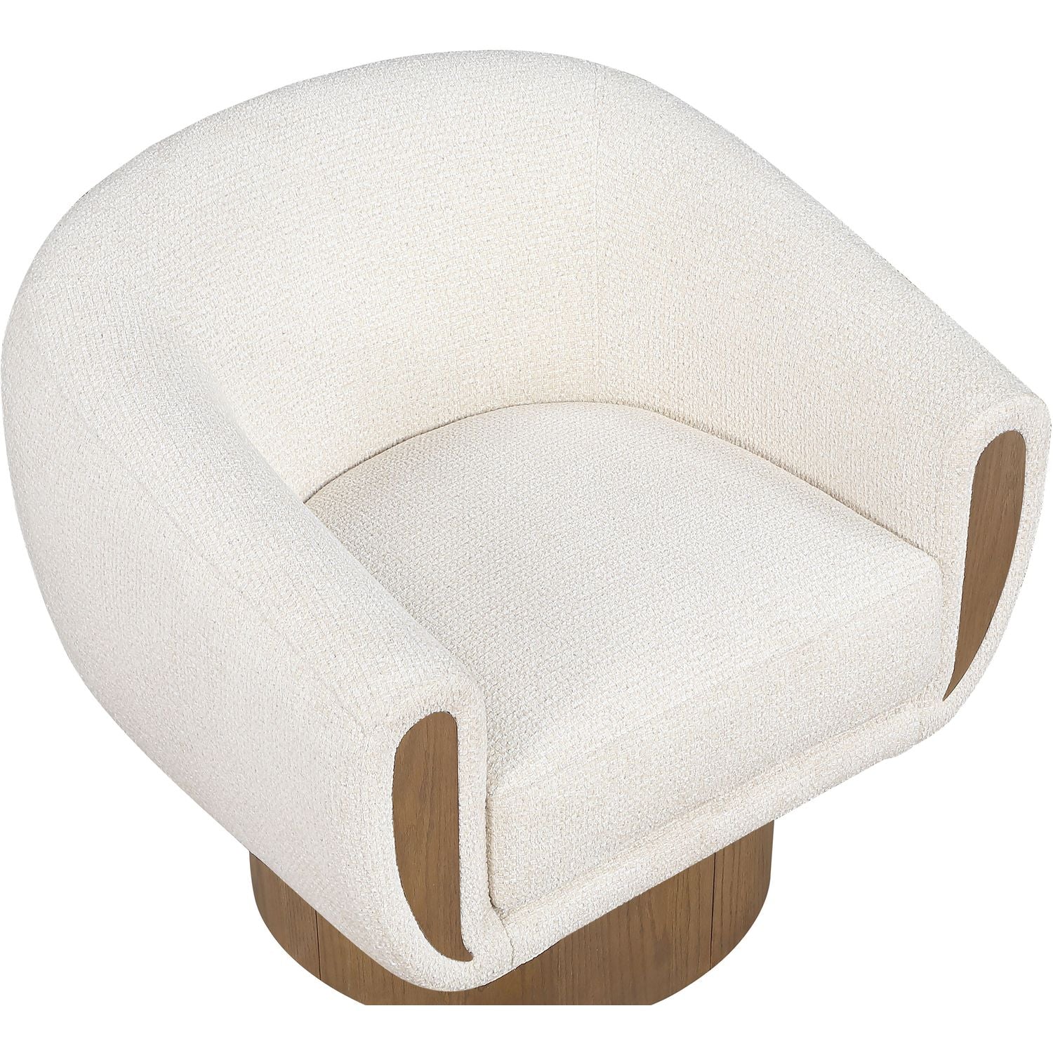 Avella Interwoven Fabric Upholstered Swivel Accent Chair — Cream / Stained Brown
