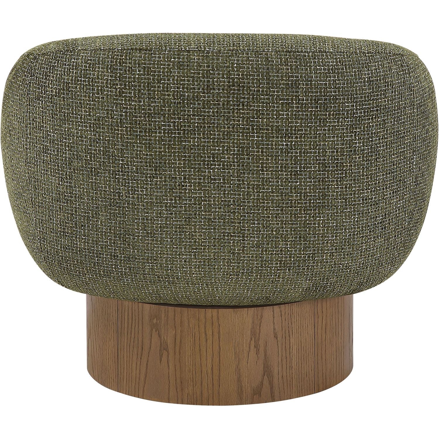 Avella Interwoven Fabric Upholstered Swivel Accent Chair — Green / Stained Brown