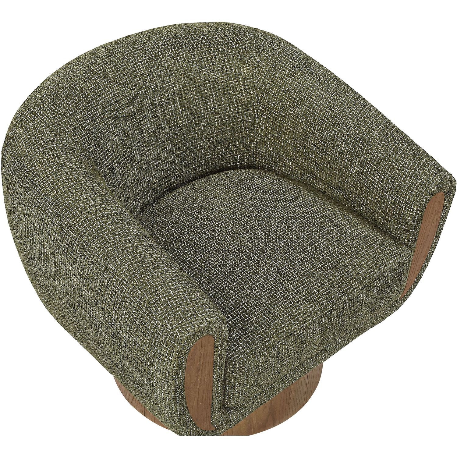 Avella Interwoven Fabric Upholstered Swivel Accent Chair — Green / Stained Brown