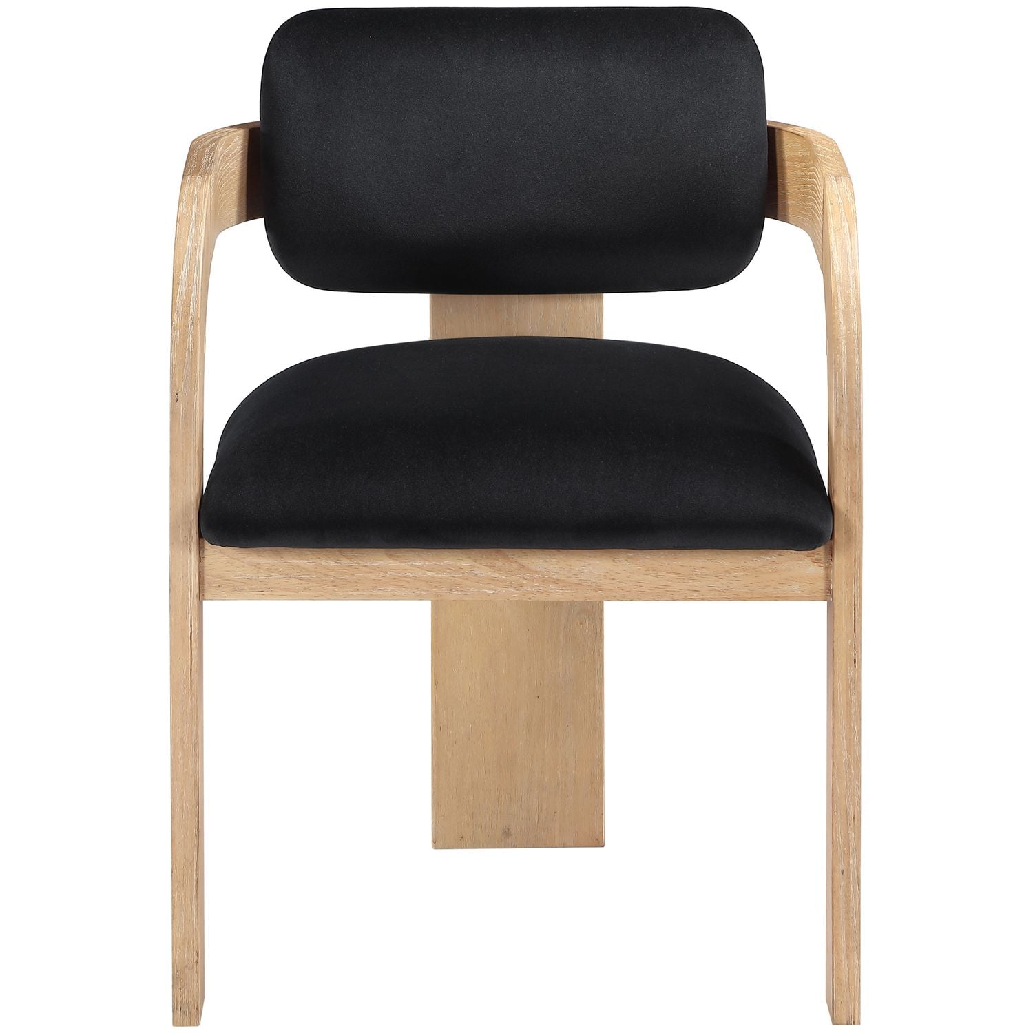 Cedra Velvet Performance Fabric Upholstered Dining Chair — Black / Stained Natural