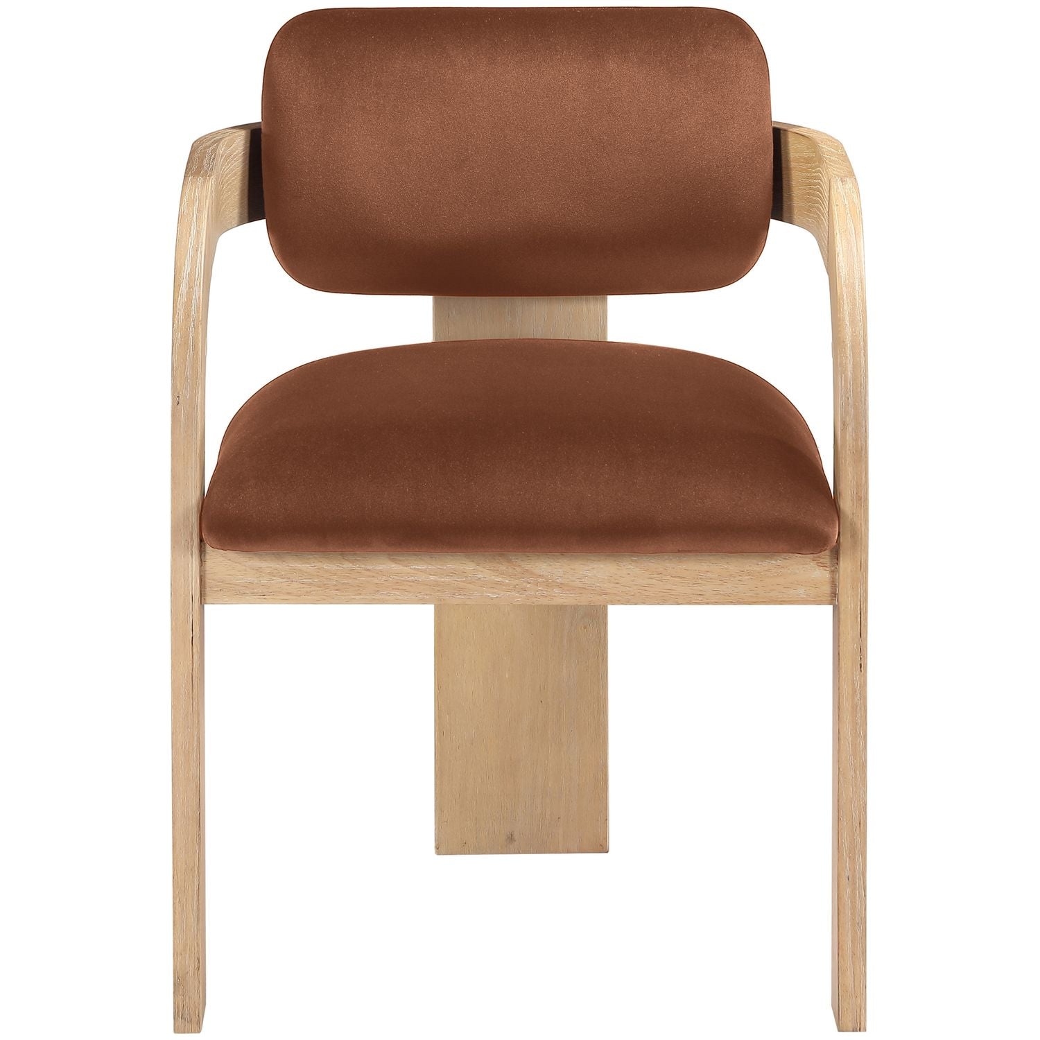 Cedra Velvet Performance Fabric Upholstered Dining Chair — Cognac / Stained Natural