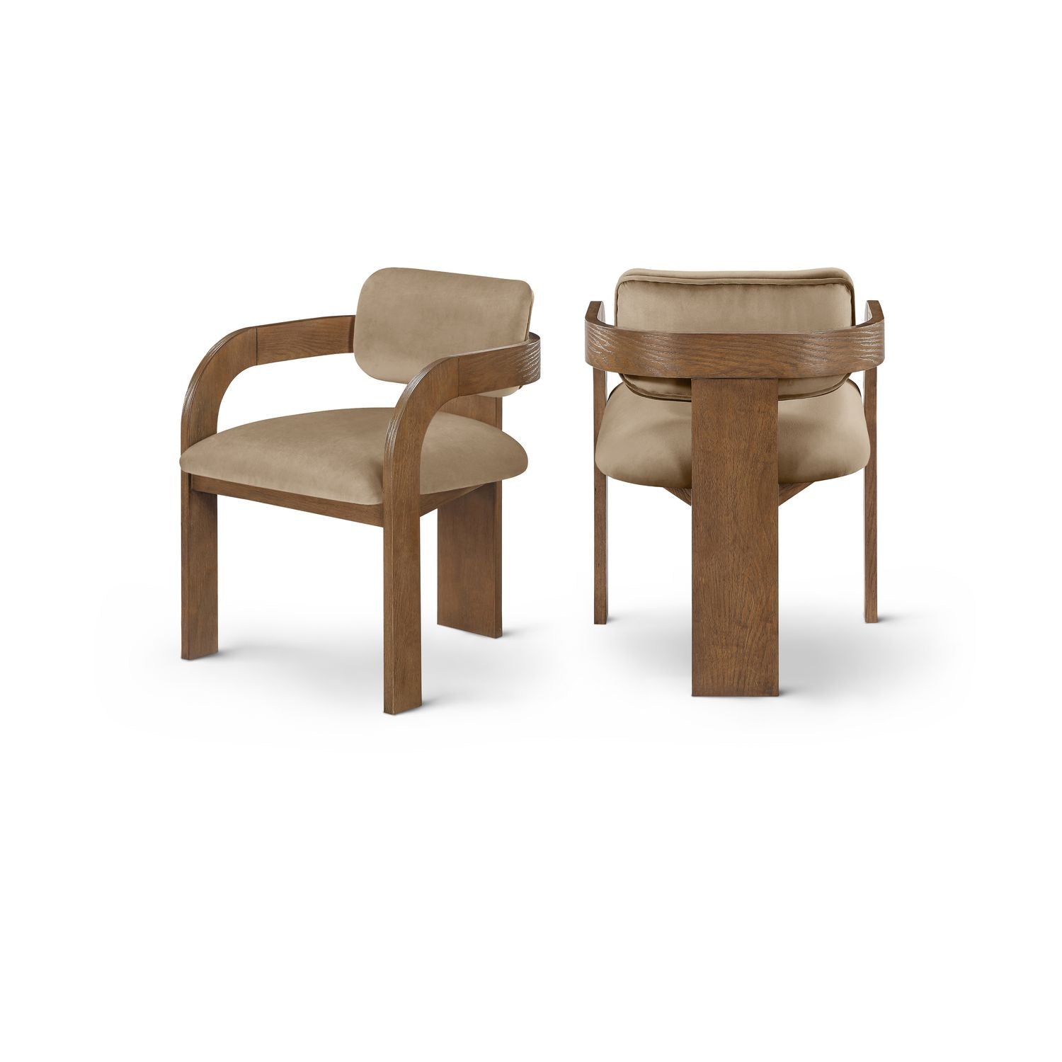Cedra Beige Velvet Performance Fabric Upholstered Dining Chair