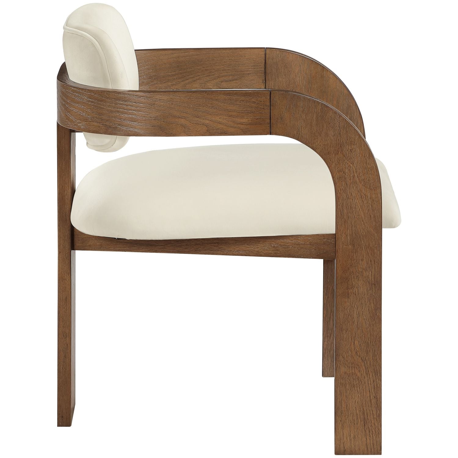 Cedra Velvet Performance Fabric Upholstered Dining Chair — Cream / Stained Brown