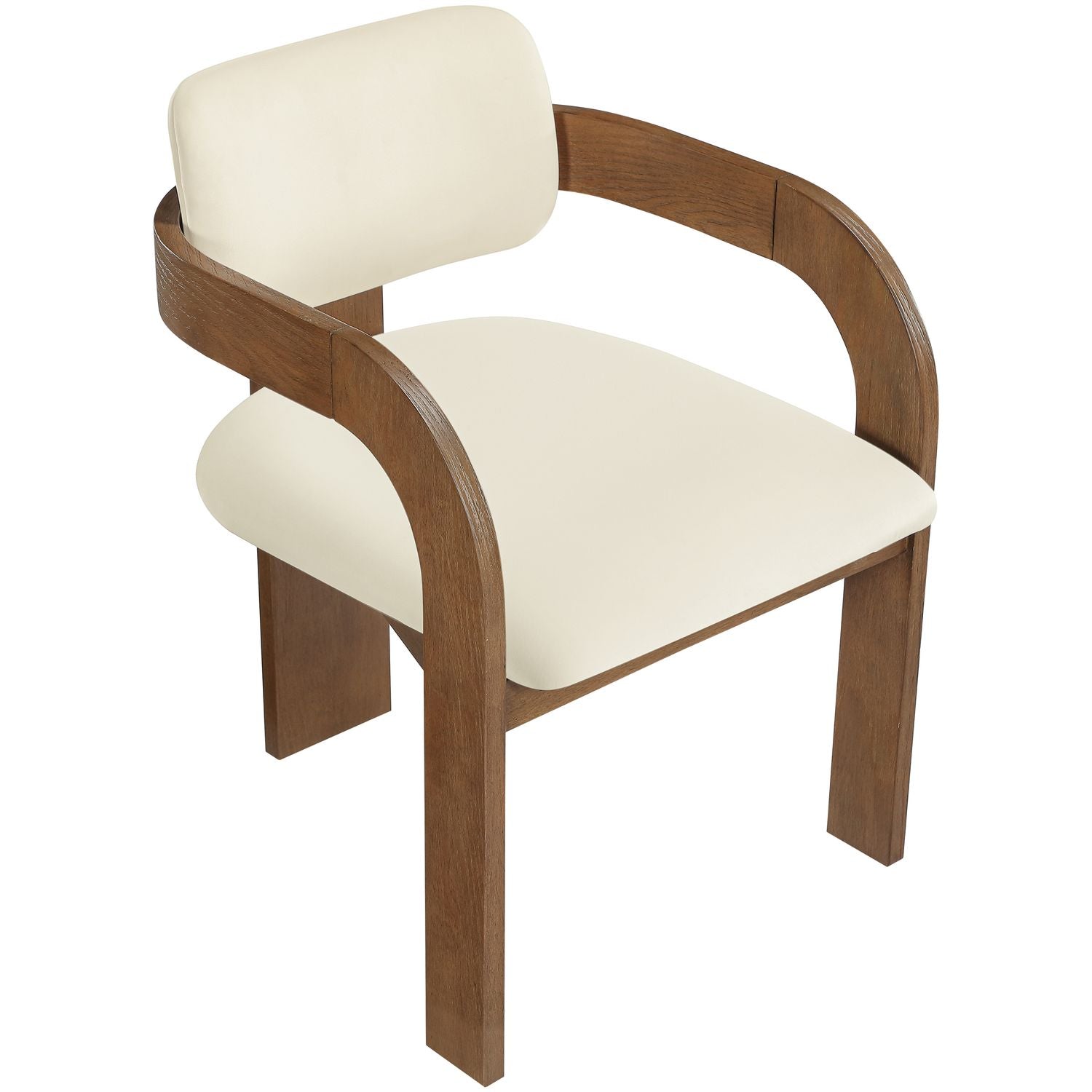 Cedra Velvet Performance Fabric Upholstered Dining Chair — Cream / Stained Brown