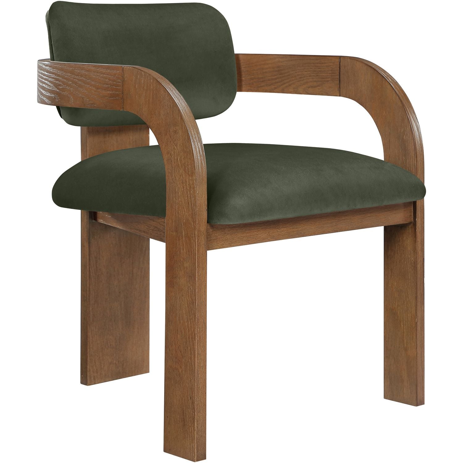 Cedra Velvet Performance Fabric Upholstered Dining Chair — Green / Stained Brown
