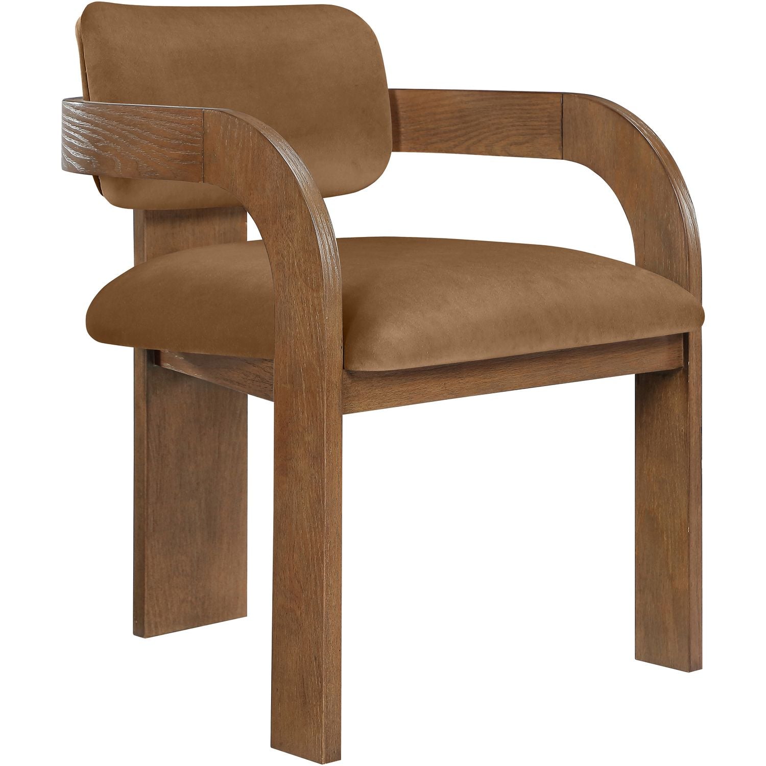 Cedra Velvet Performance Fabric Upholstered Dining Chair — Saddle / Stained Brown