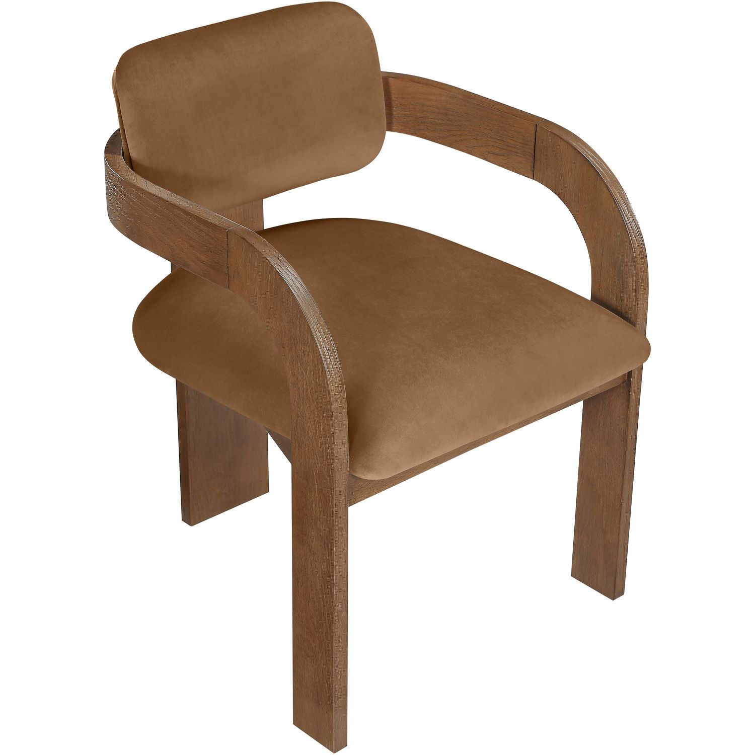 Cedra Velvet Performance Fabric Upholstered Dining Chair — Saddle / Stained Brown