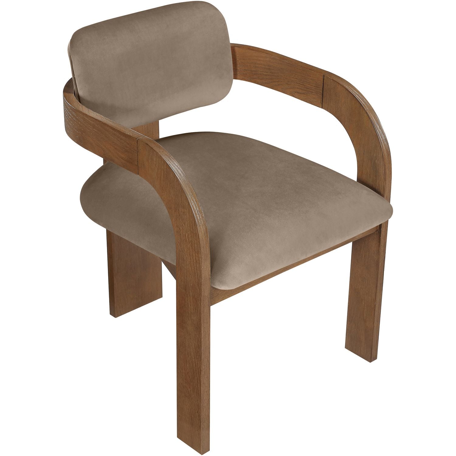 Cedra Velvet Performance Fabric Upholstered Dining Chair — Taupe / Stained Brown