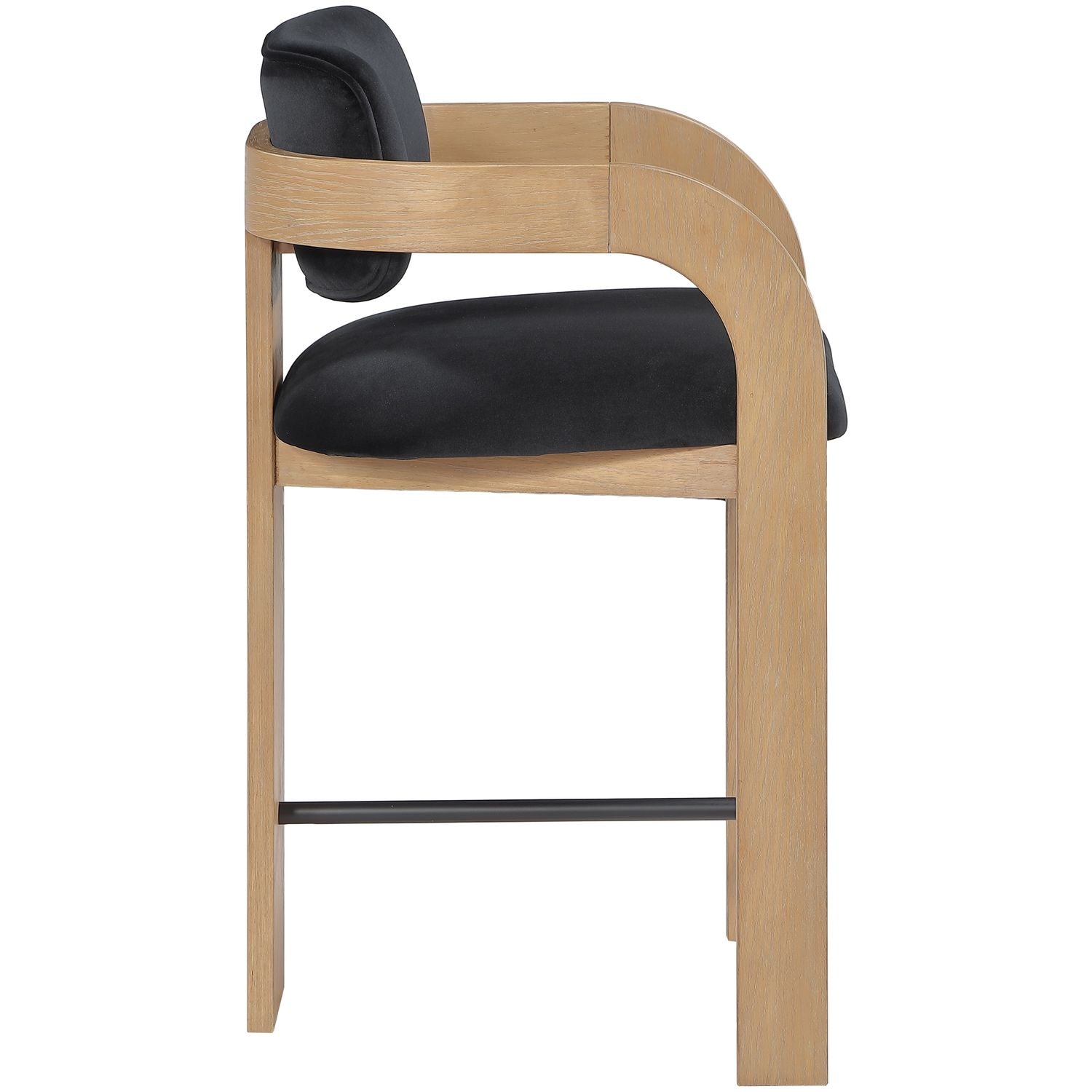 Cedra Velvet Performance Fabric Upholstered Counter Stool — Black / Stained Natural / Matte Black