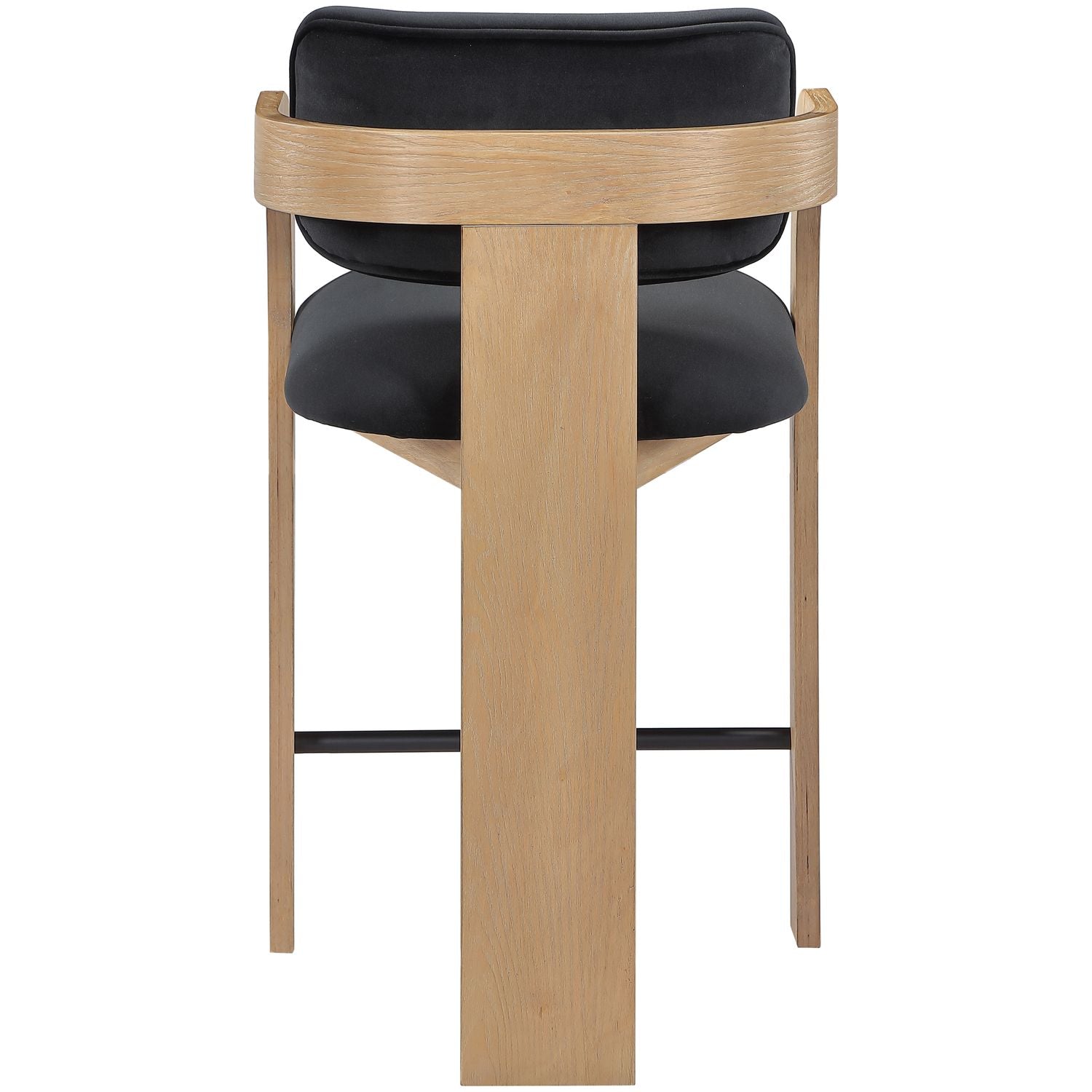Cedra Velvet Performance Fabric Upholstered Counter Stool — Black / Stained Natural / Matte Black