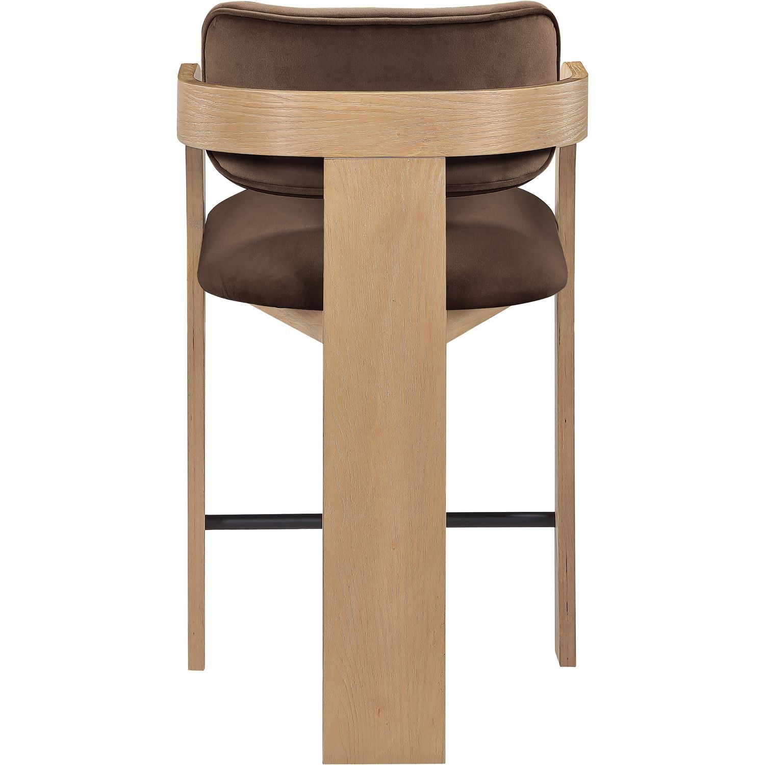 Cedra Velvet Performance Fabric Upholstered Counter Stool — Brown / Stained Natural / Matte Black