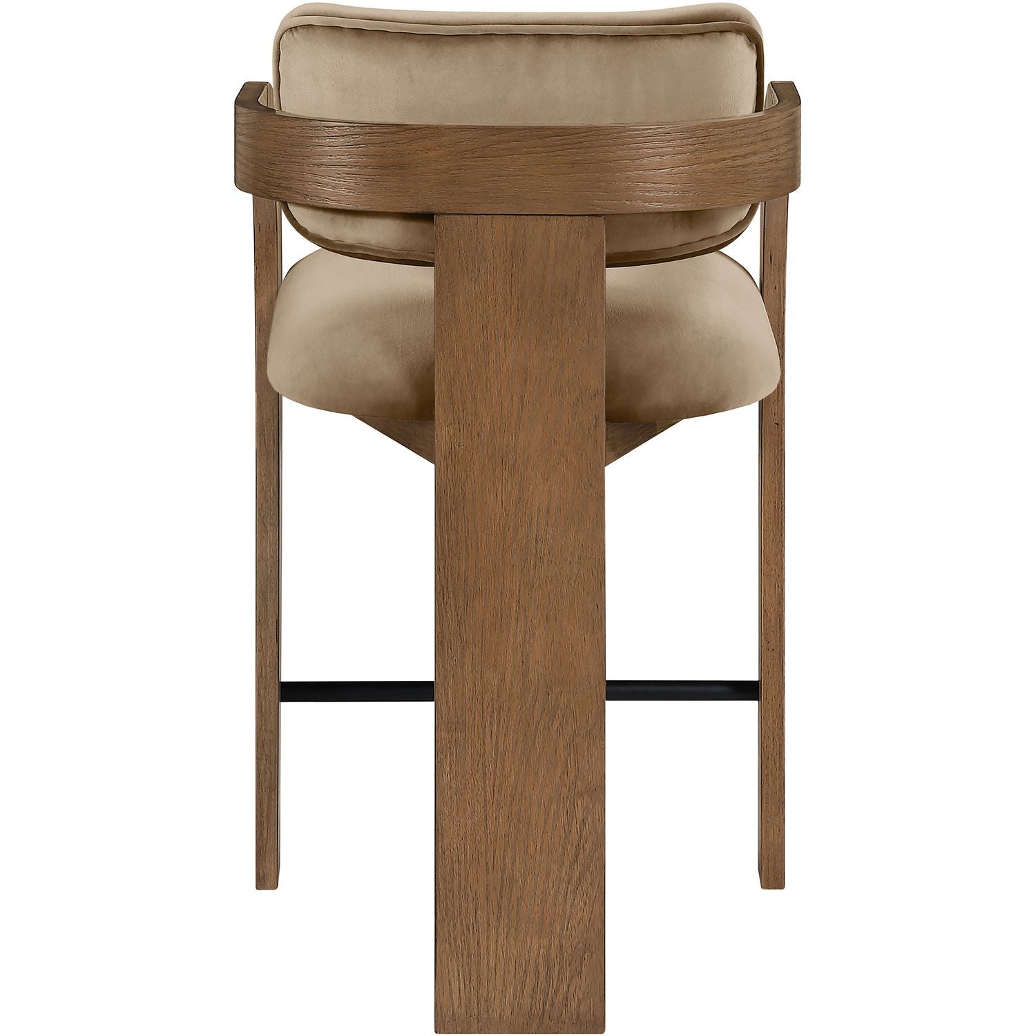 Cedra Velvet Performance Fabric Upholstered Counter Stool — Beige / Stained Brown / Matte Black