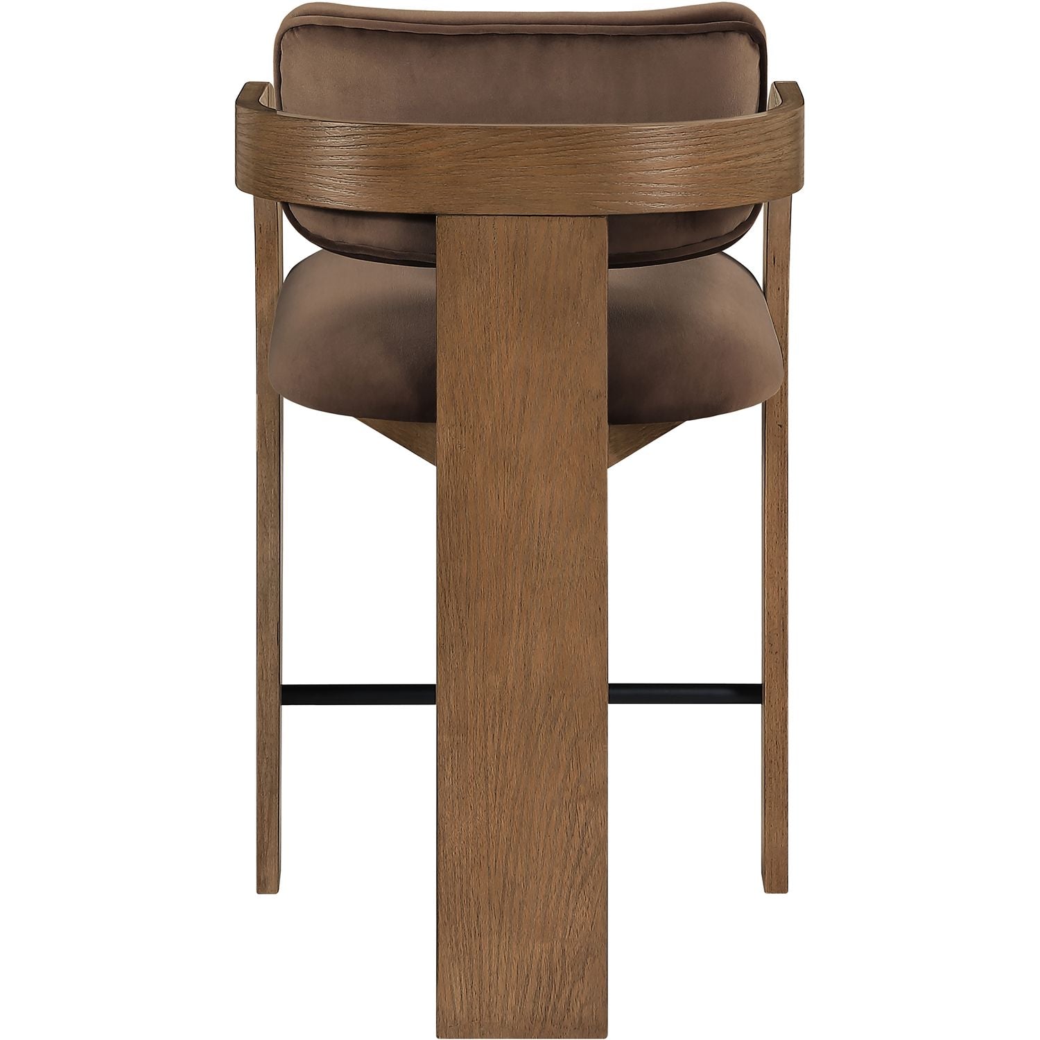 Cedra Velvet Performance Fabric Upholstered Counter Stool — Brown / Stained Brown / Matte Black