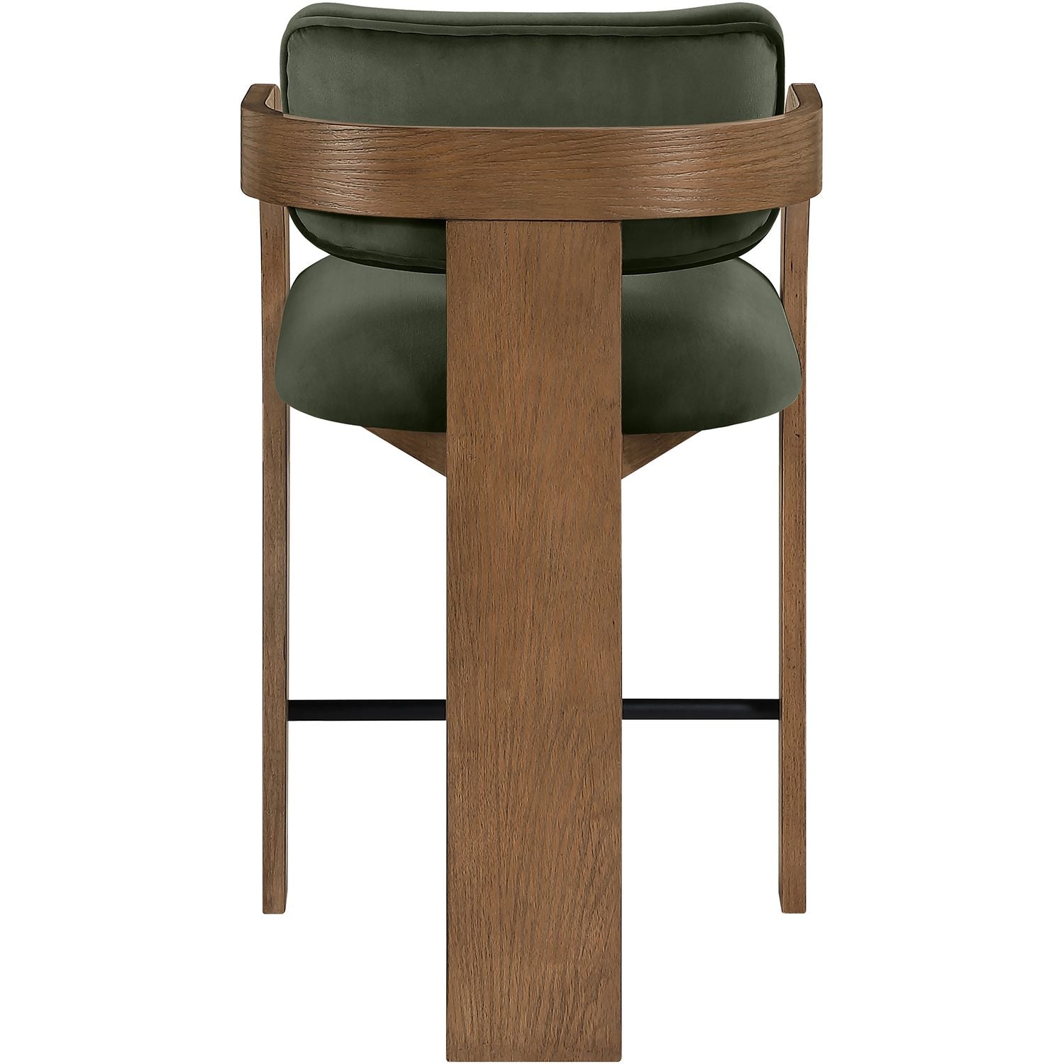 Cedra Velvet Performance Fabric Upholstered Counter Stool — Green / Stained Brown / Matte Black