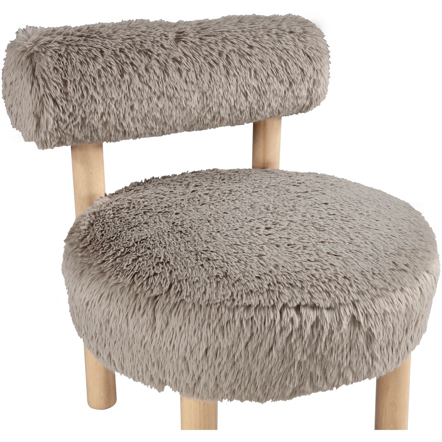 Ambre Vegan Shearling Fabric Upholstered Accent Chair — Beige / Natural