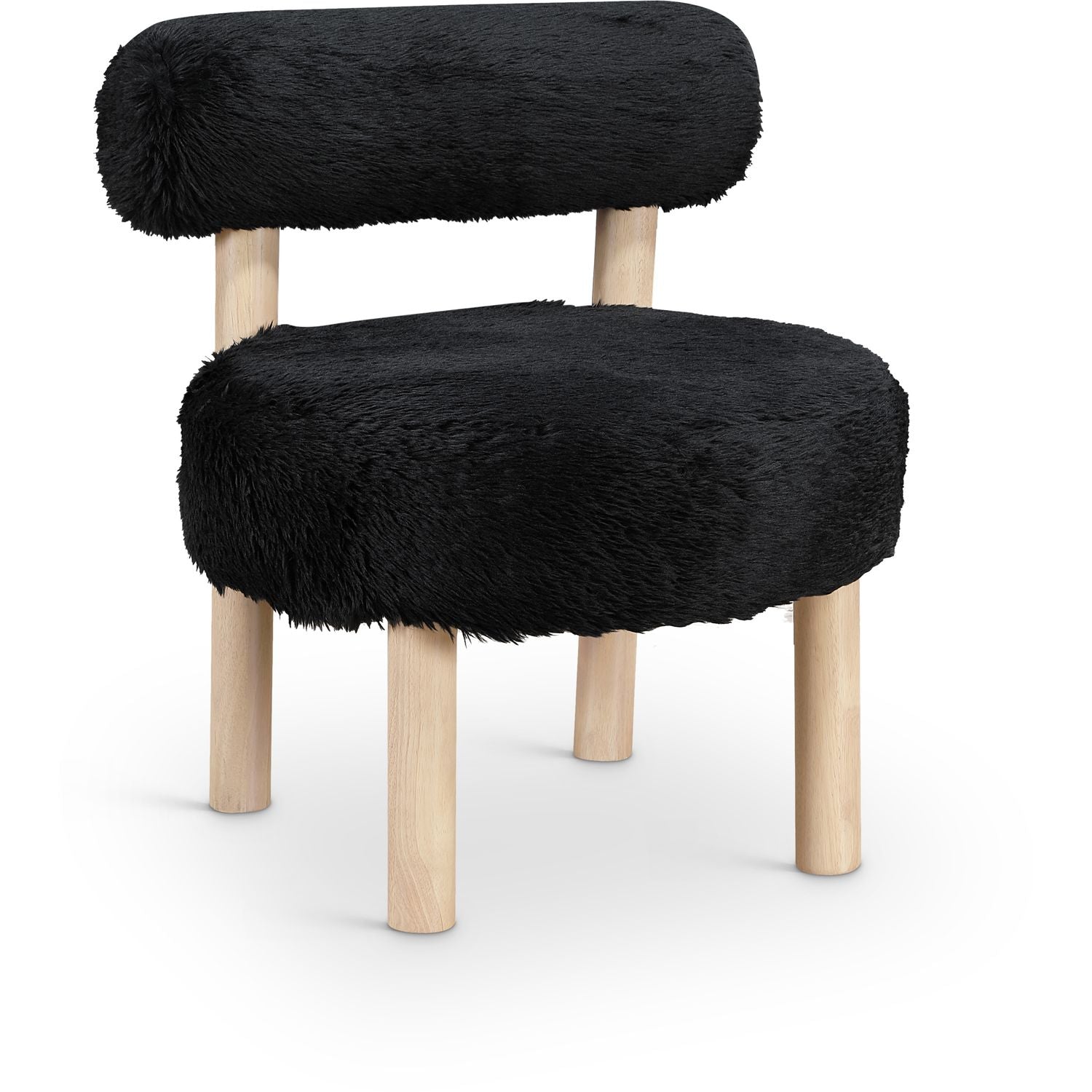 Ambre Vegan Shearling Fabric Upholstered Accent Chair — Black / Natural