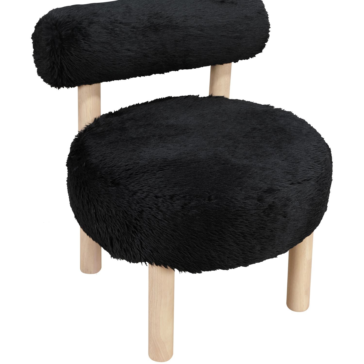 Ambre Vegan Shearling Fabric Upholstered Accent Chair — Black / Natural