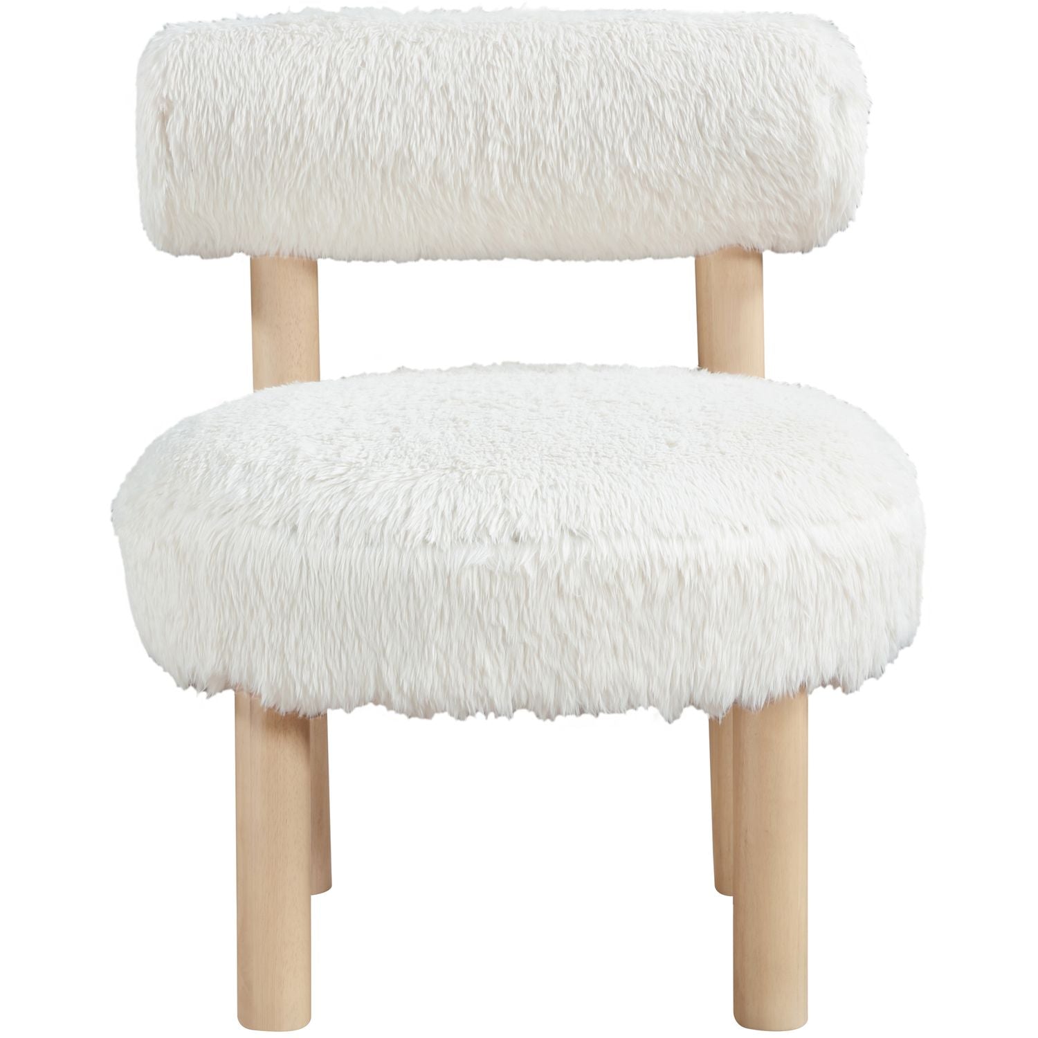 Ambre Vegan Shearling Fabric Upholstered Accent Chair — Cream / Natural