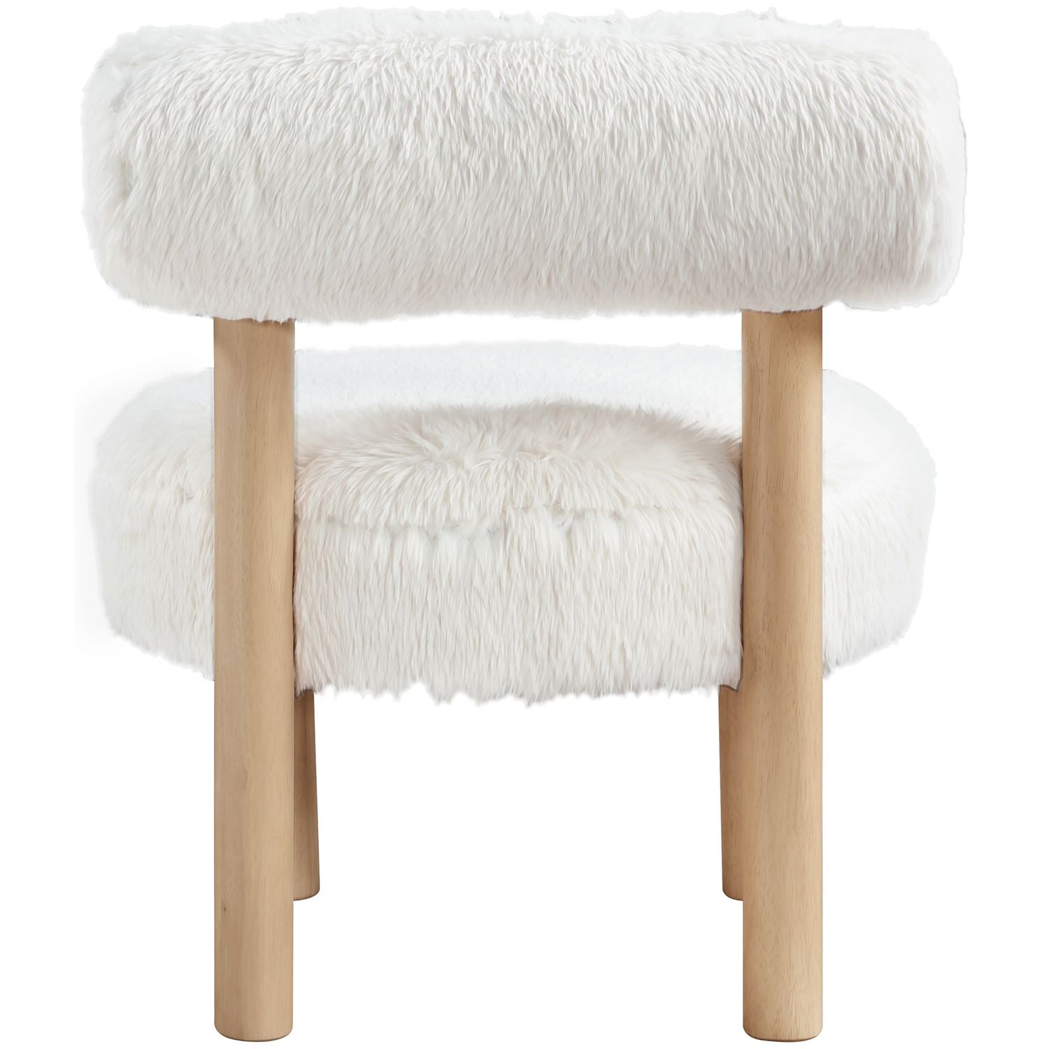 Ambre Vegan Shearling Fabric Upholstered Accent Chair — Cream / Natural