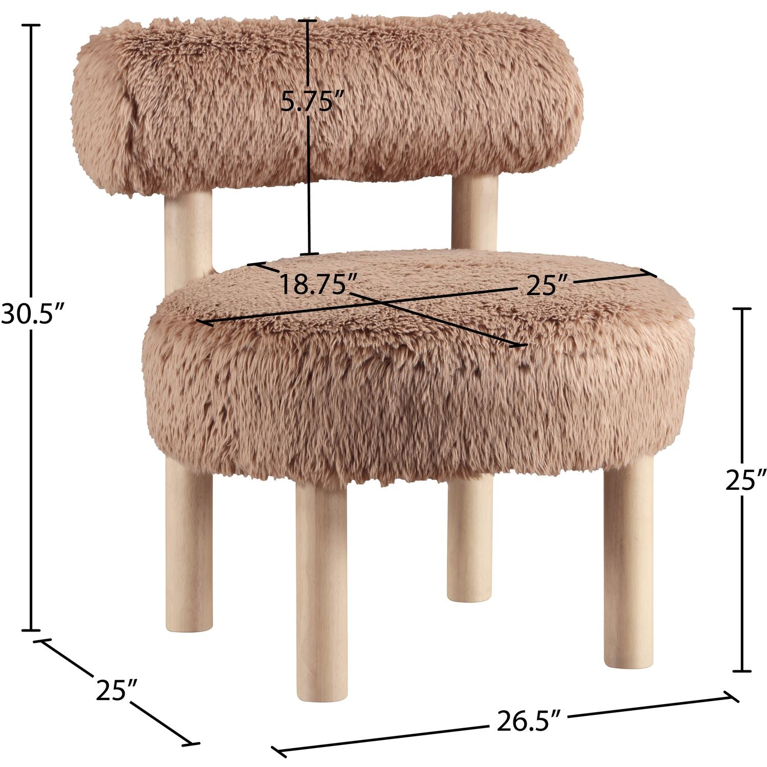 Ambre Vegan Shearling Fabric Upholstered Accent Chair — Tan / Natural