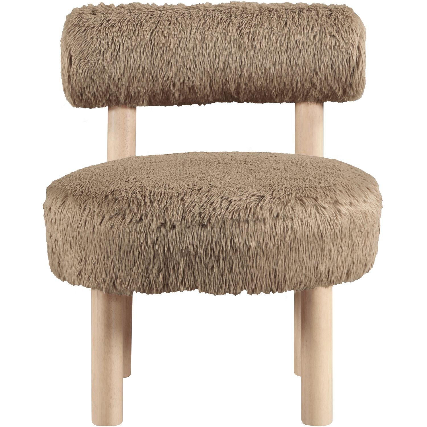 Ambre Vegan Shearling Fabric Upholstered Accent Chair — Tan / Natural