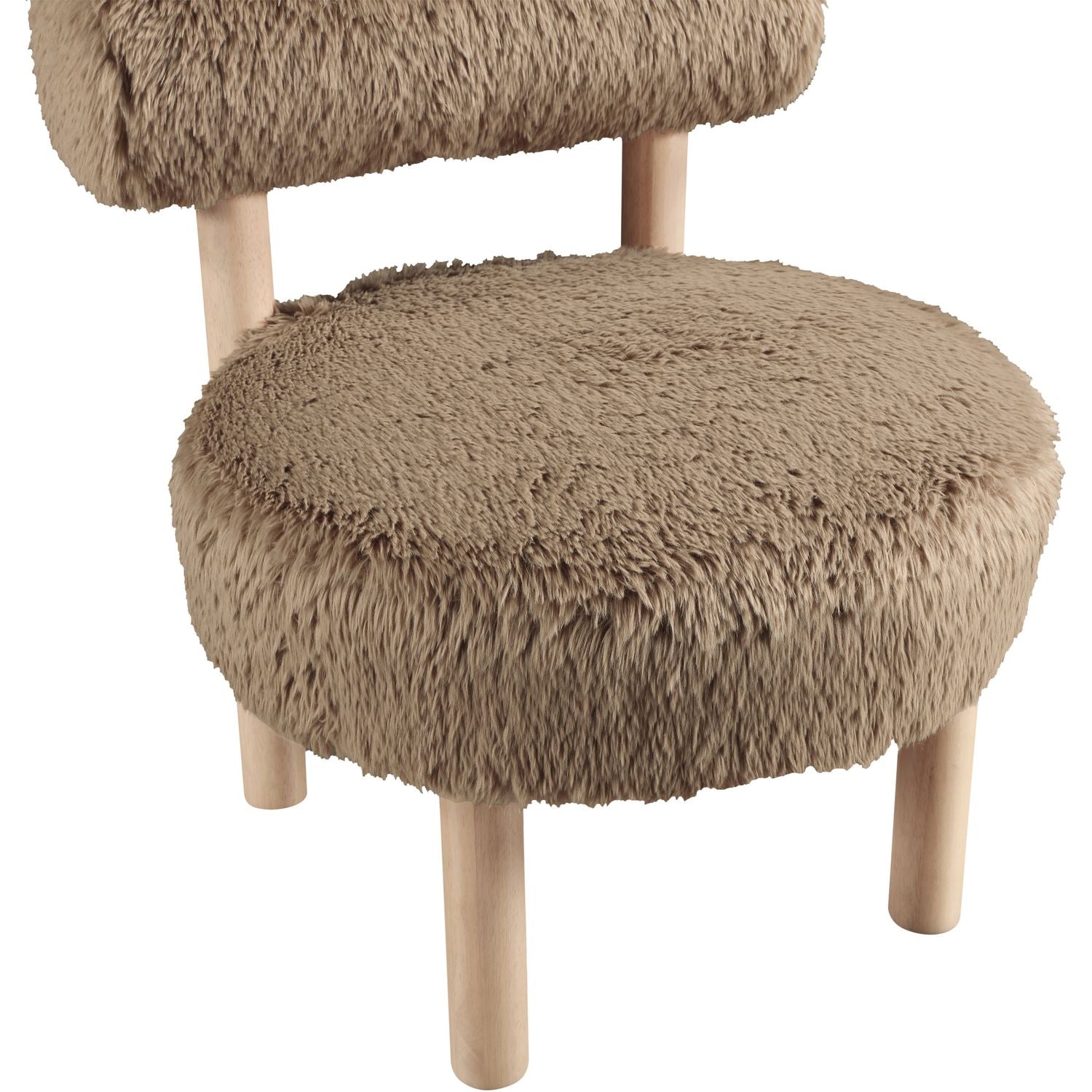 Ambre Vegan Shearling Fabric Upholstered Accent Chair — Tan / Natural