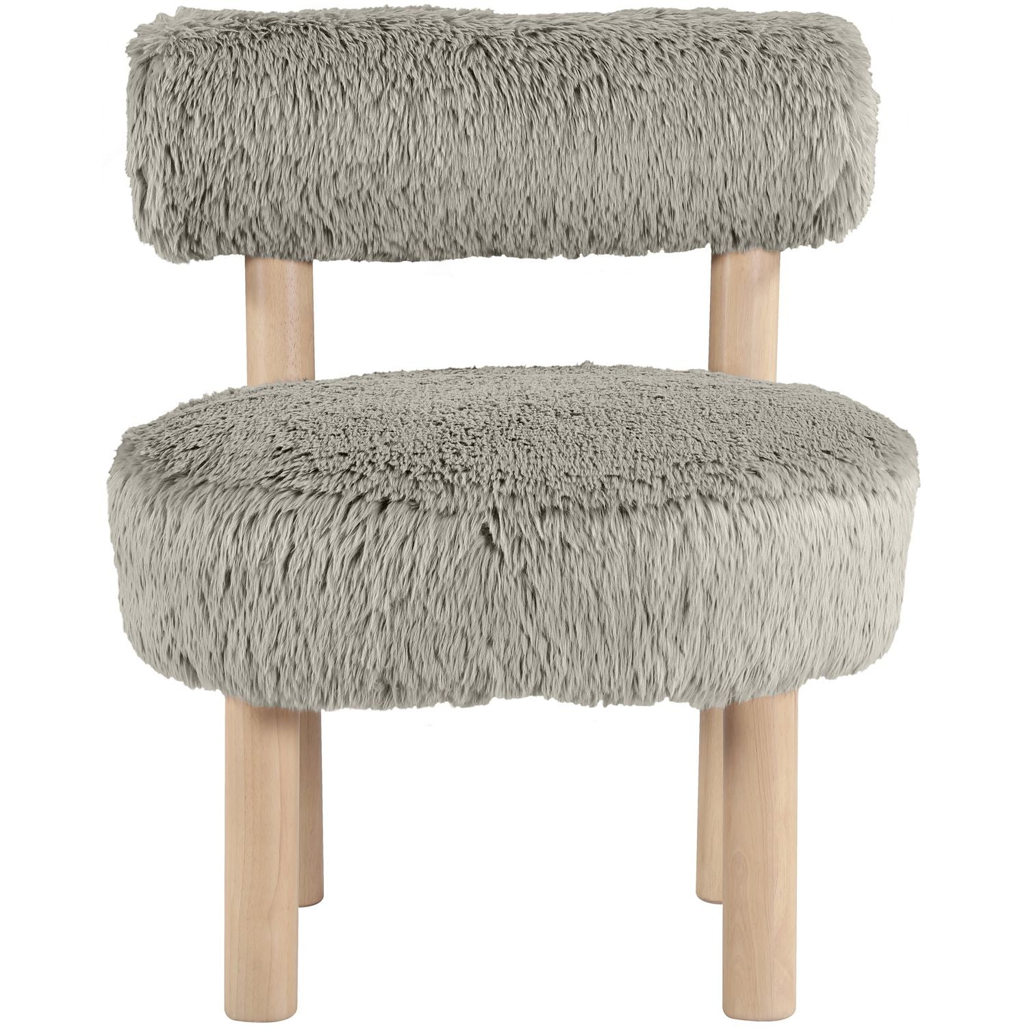 Ambre Vegan Shearling Fabric Upholstered Accent Chair — Taupe / Natural