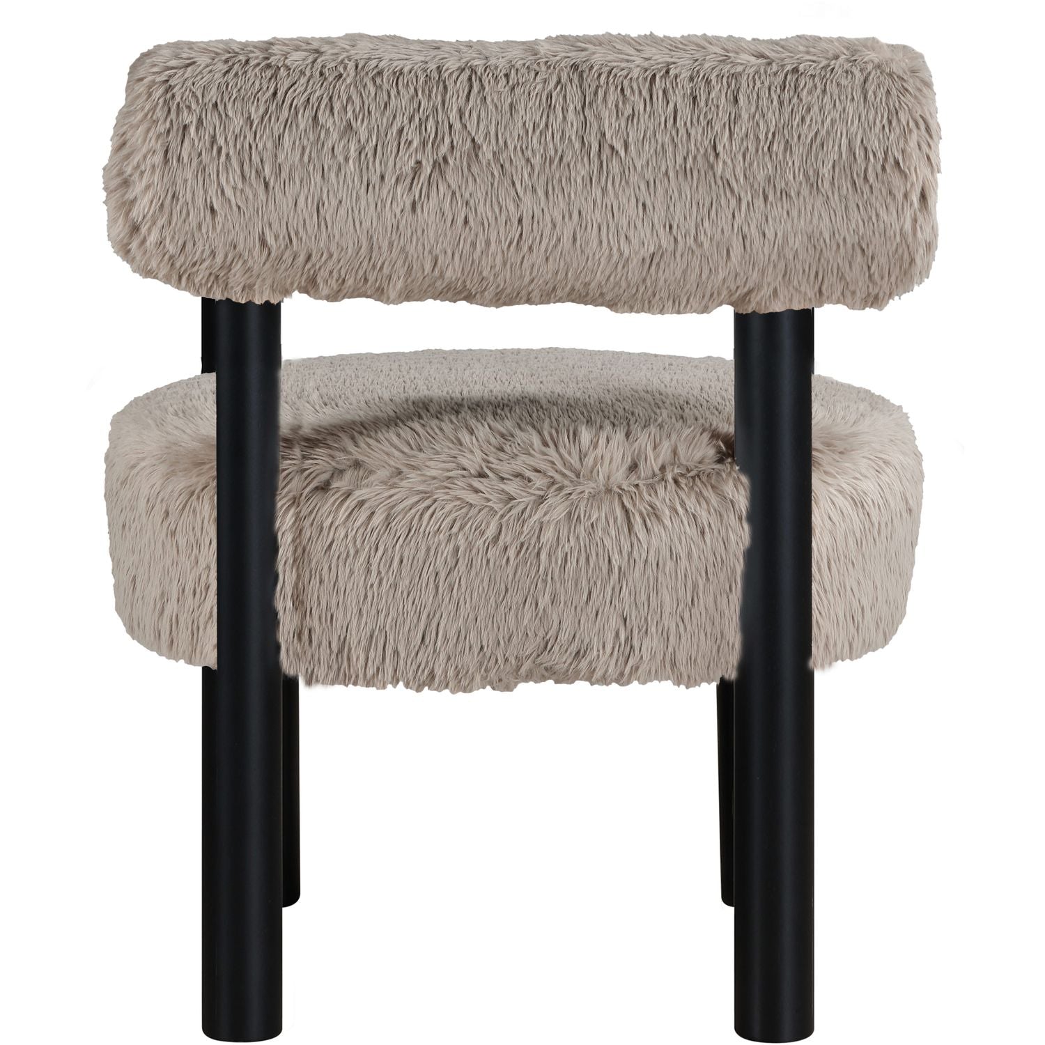 Ambre Vegan Shearling Fabric Upholstered Accent Chair — Beige / Black