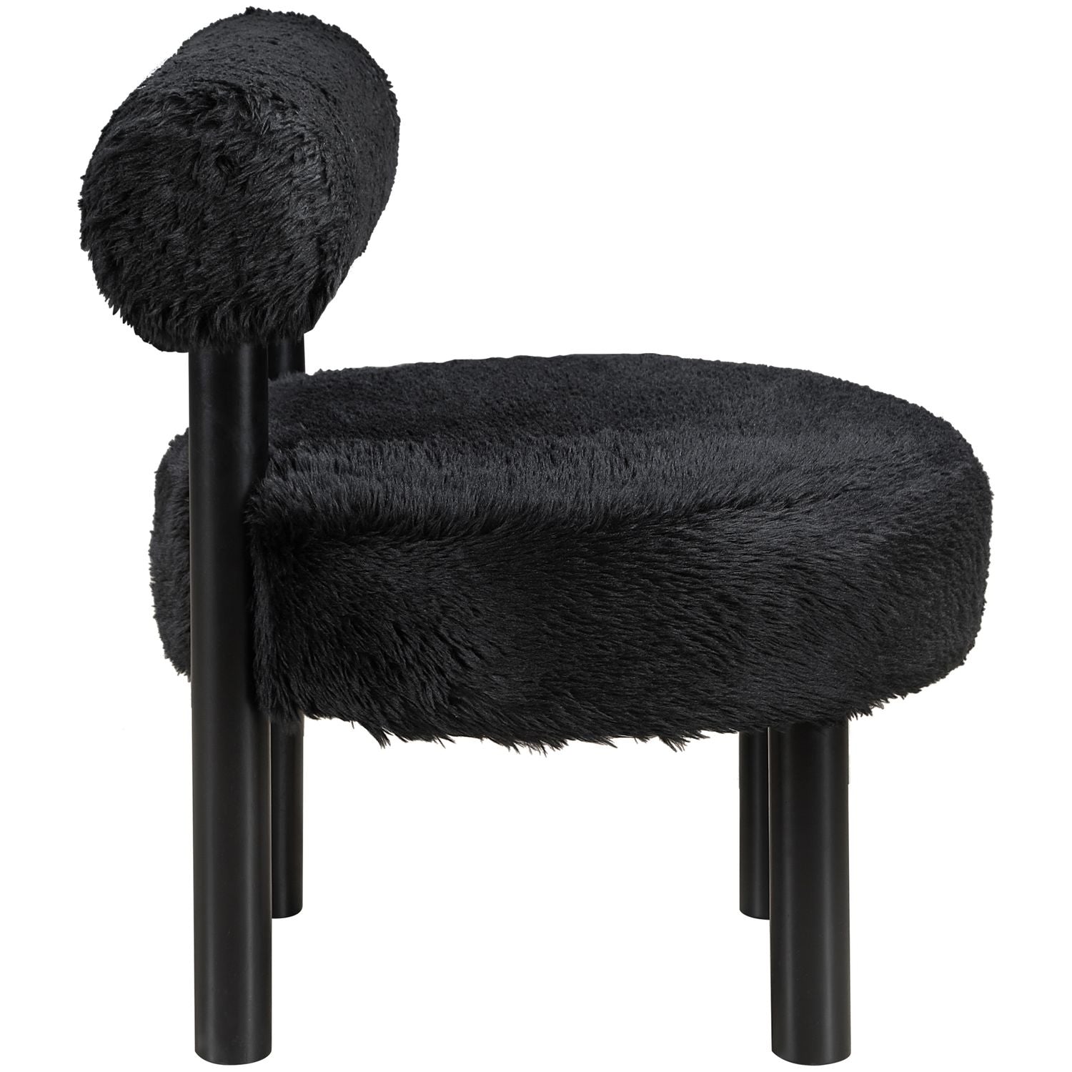 Ambre Vegan Shearling Fabric Upholstered Accent Chair — Black / Black