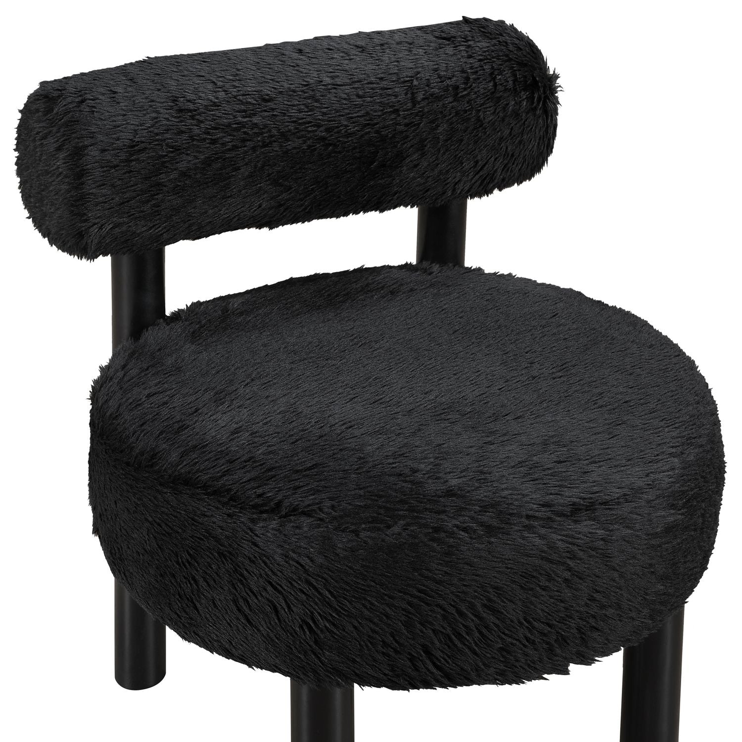 Ambre Vegan Shearling Fabric Upholstered Accent Chair — Black / Black