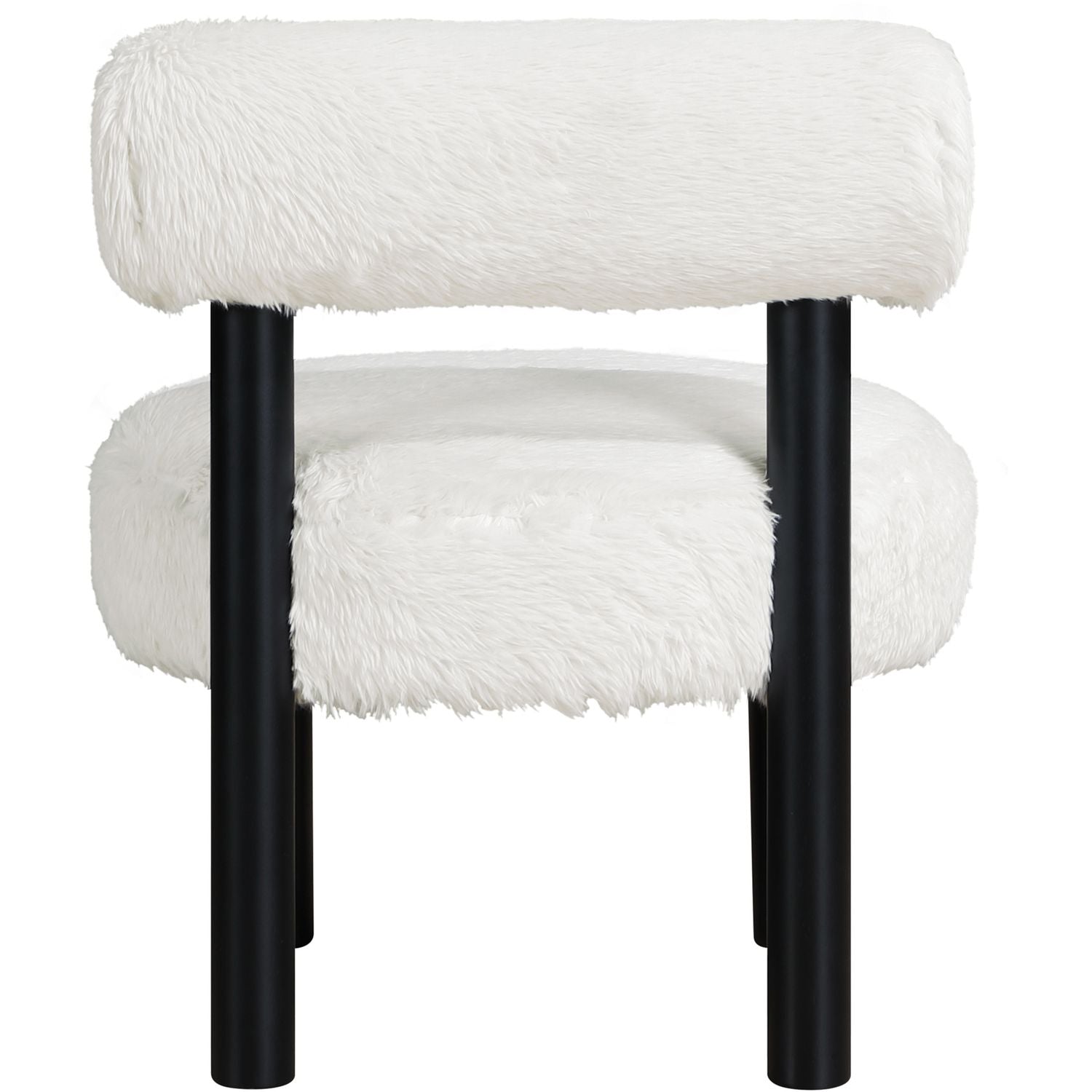 Ambre Vegan Shearling Fabric Upholstered Accent Chair — Cream / Black