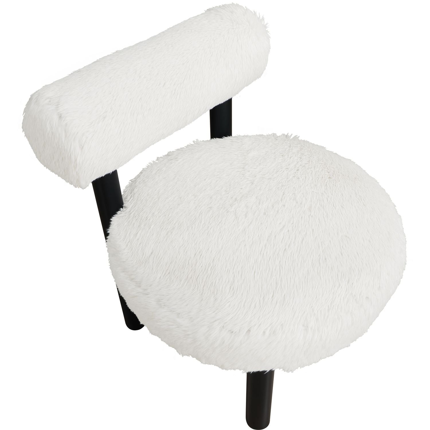 Ambre Vegan Shearling Fabric Upholstered Accent Chair — Cream / Black