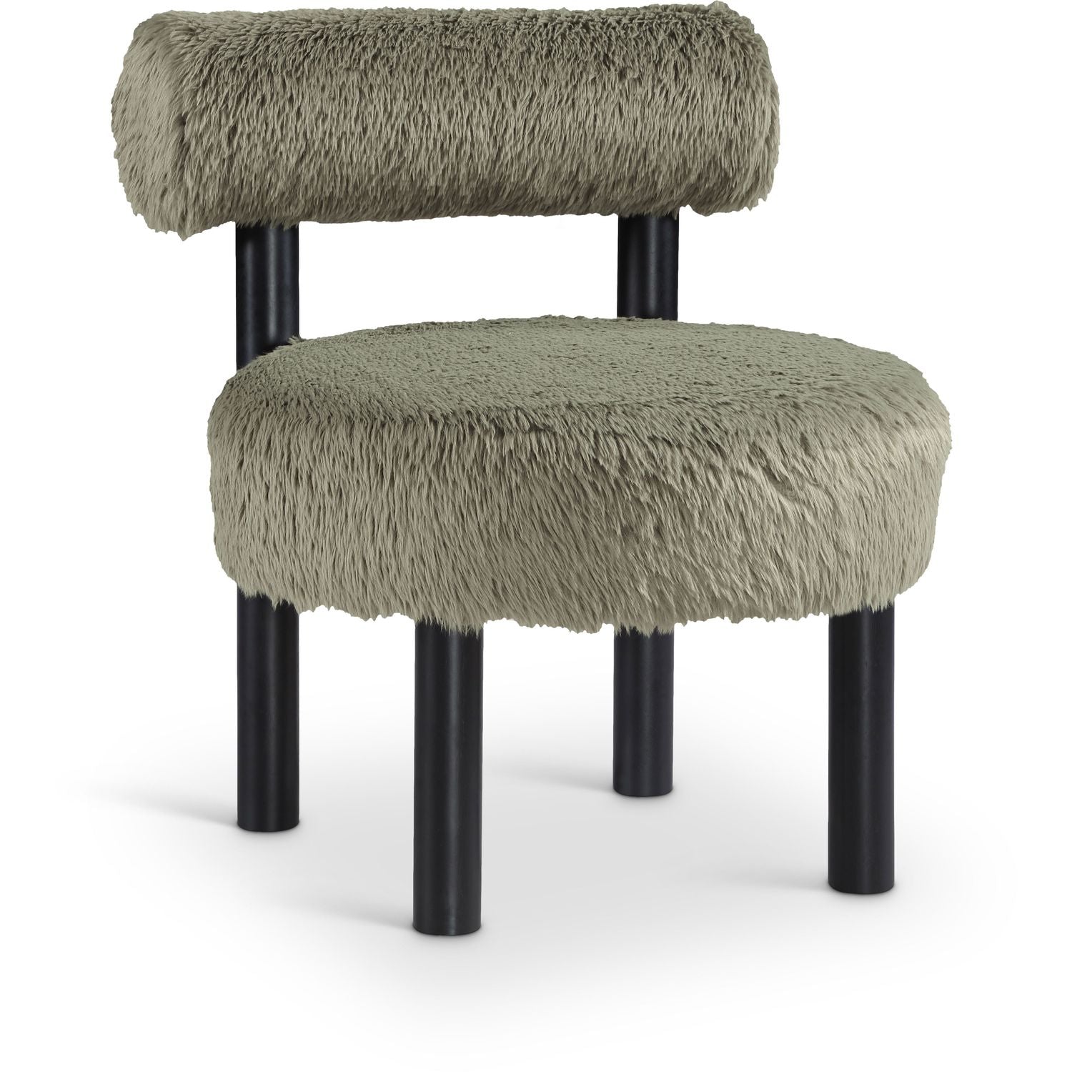 Ambre Vegan Shearling Fabric Upholstered Accent Chair — Green / Black