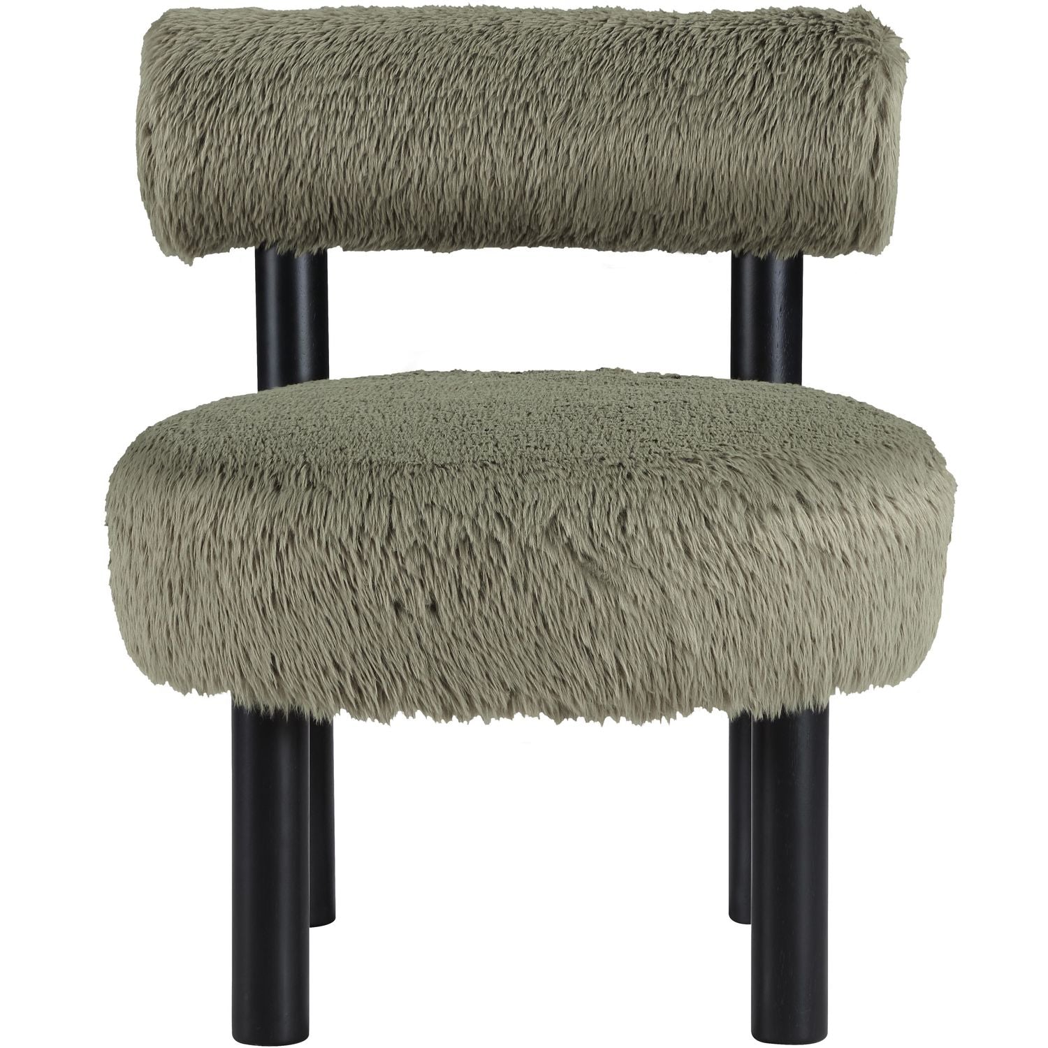Ambre Vegan Shearling Fabric Upholstered Accent Chair — Green / Black