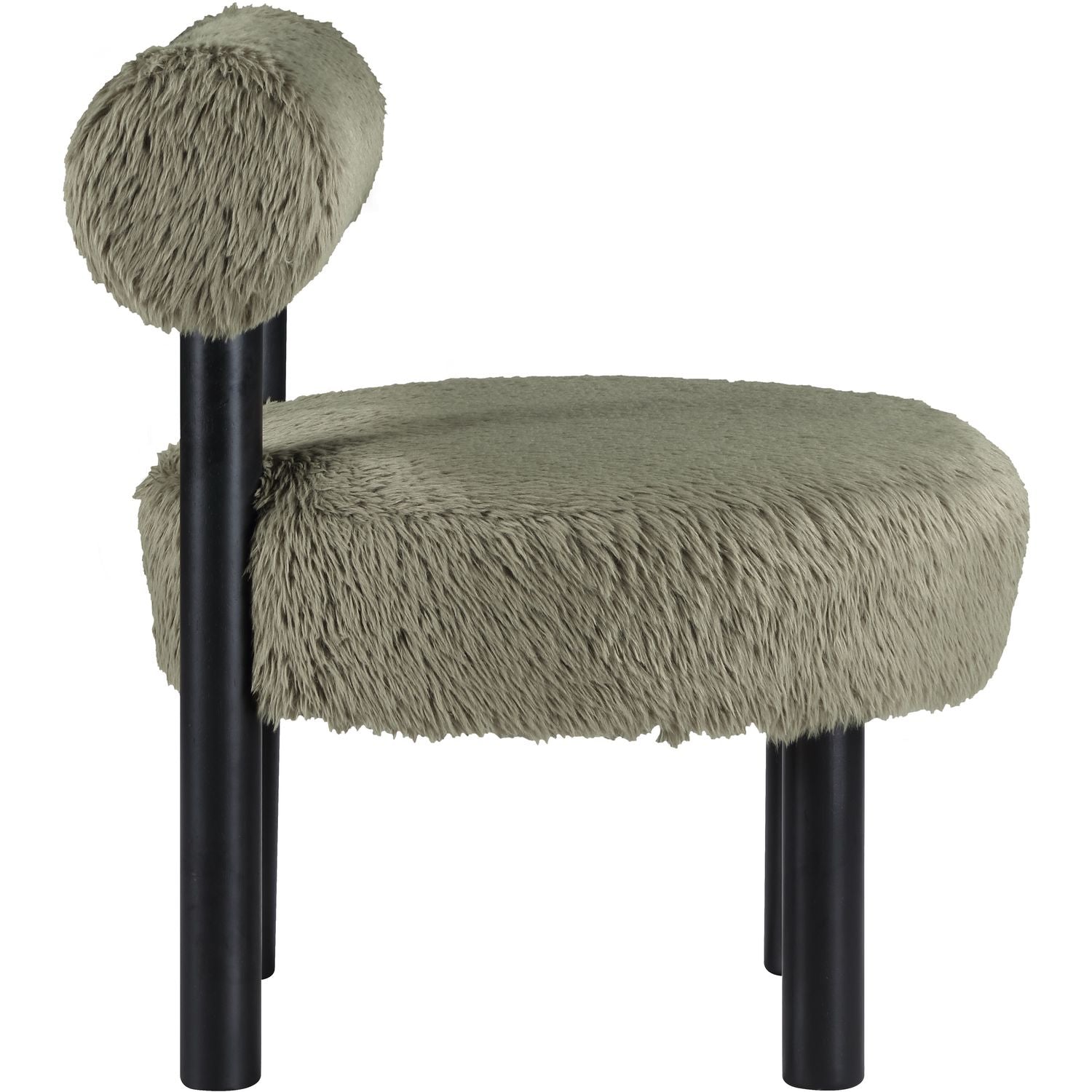 Ambre Vegan Shearling Fabric Upholstered Accent Chair — Green / Black