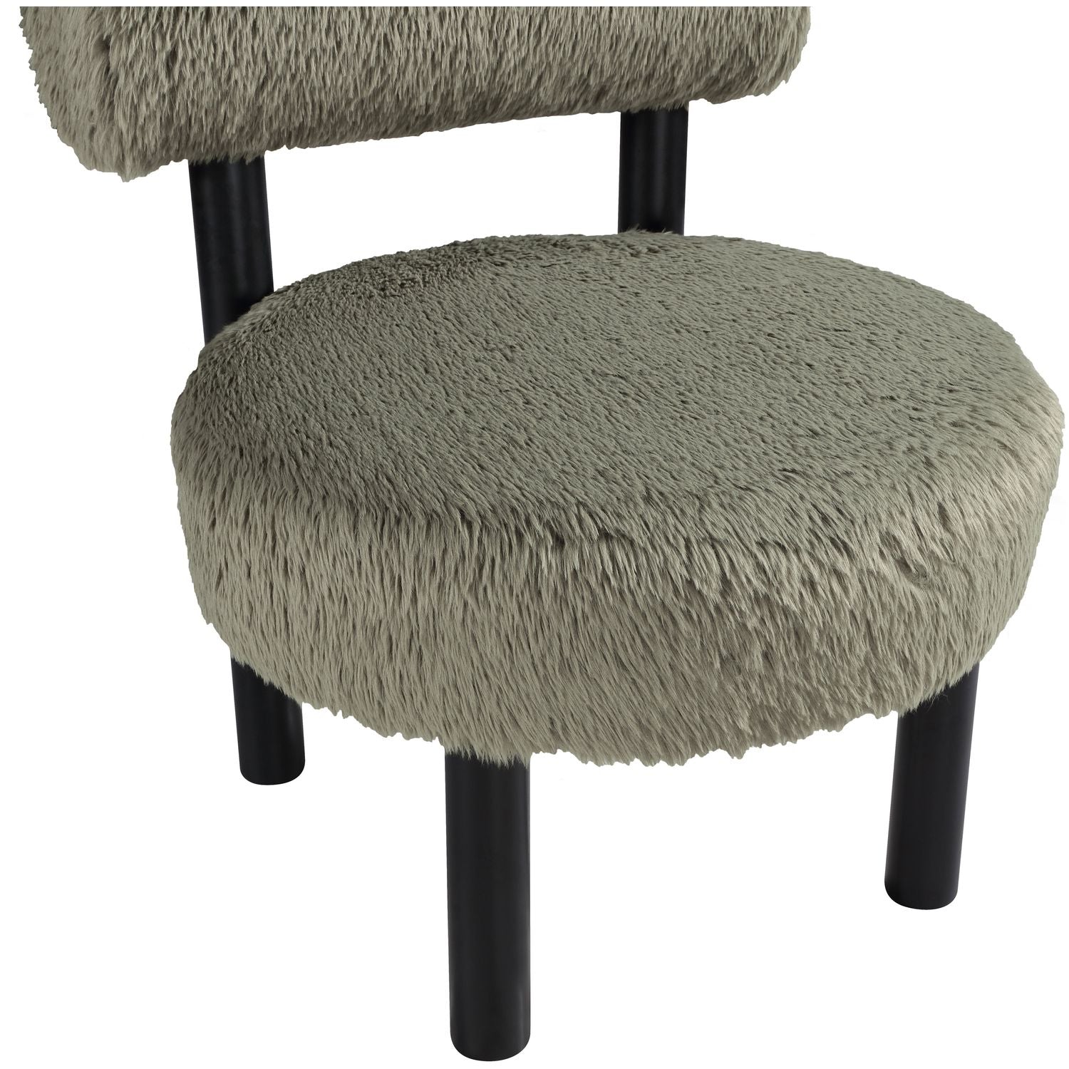 Ambre Vegan Shearling Fabric Upholstered Accent Chair — Green / Black