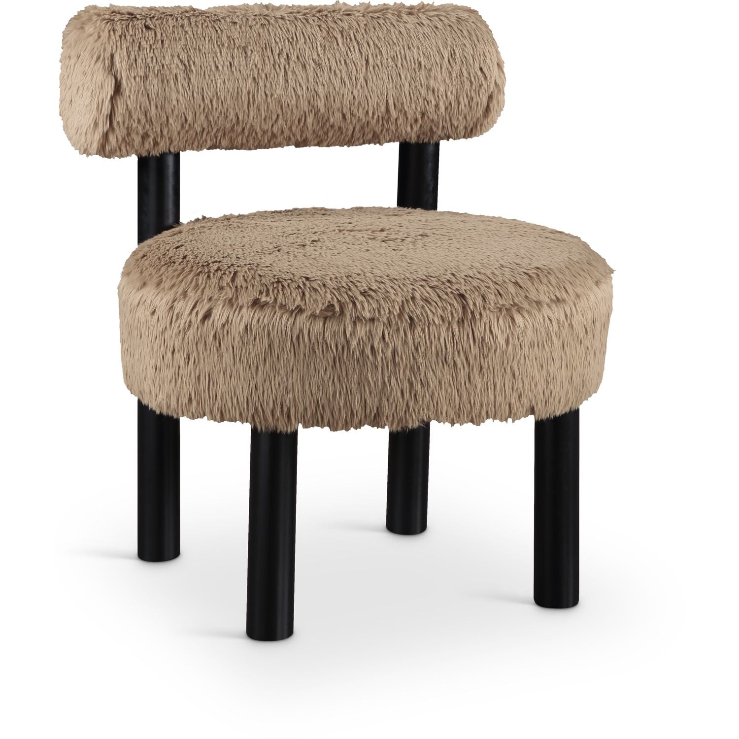 Ambre Vegan Shearling Fabric Upholstered Accent Chair — Tan / Black
