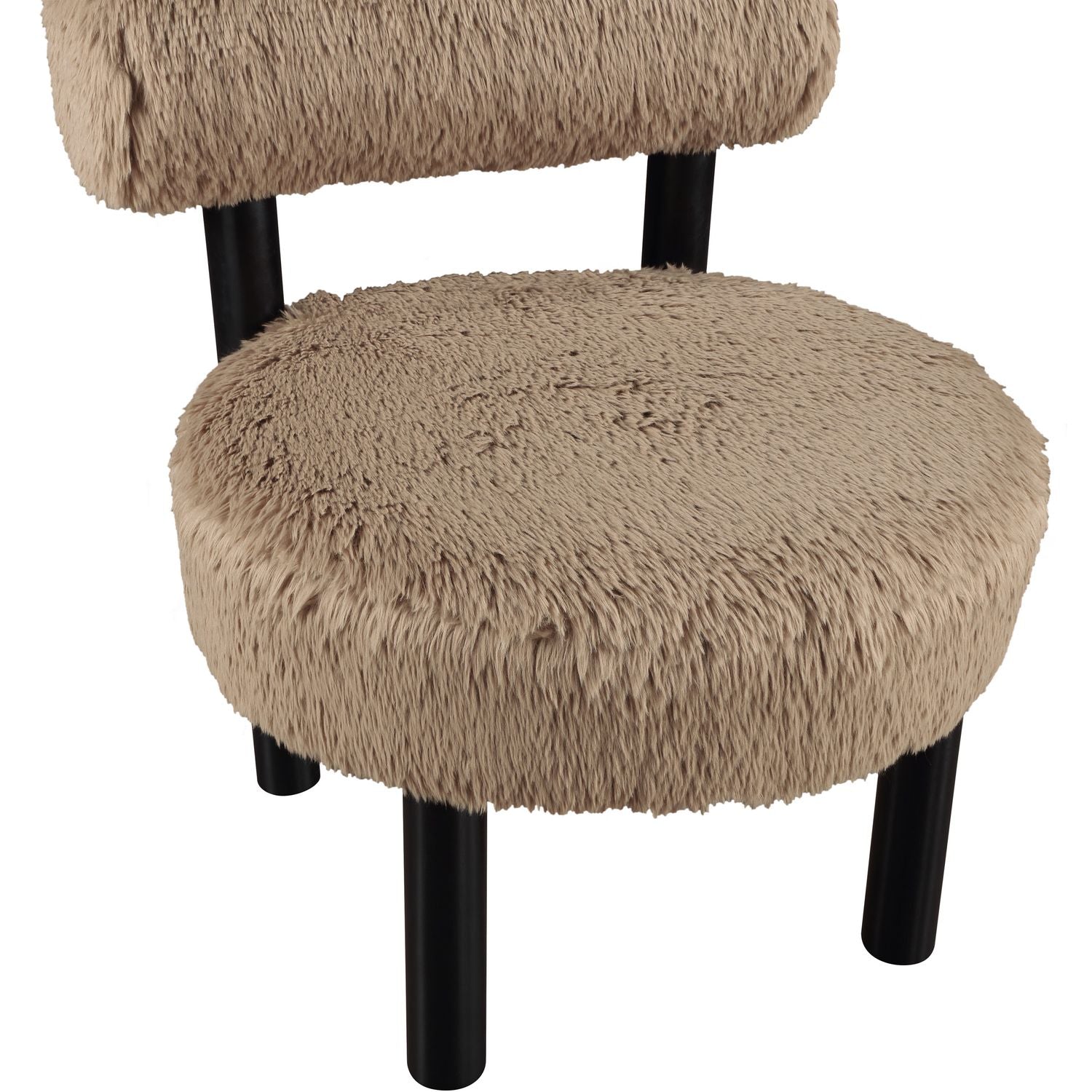 Ambre Vegan Shearling Fabric Upholstered Accent Chair — Tan / Black