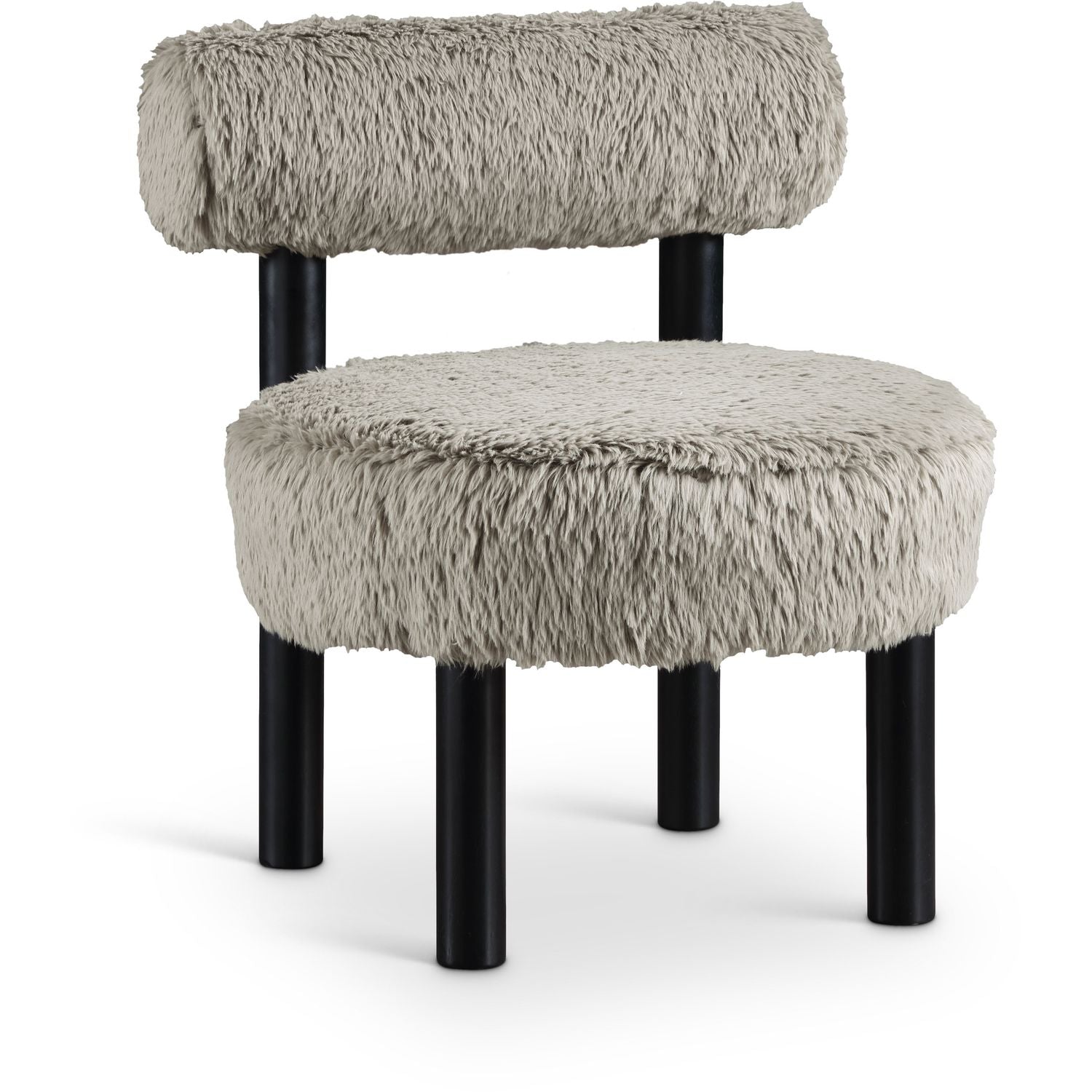 Ambre Vegan Shearling Fabric Upholstered Accent Chair — Taupe / Black