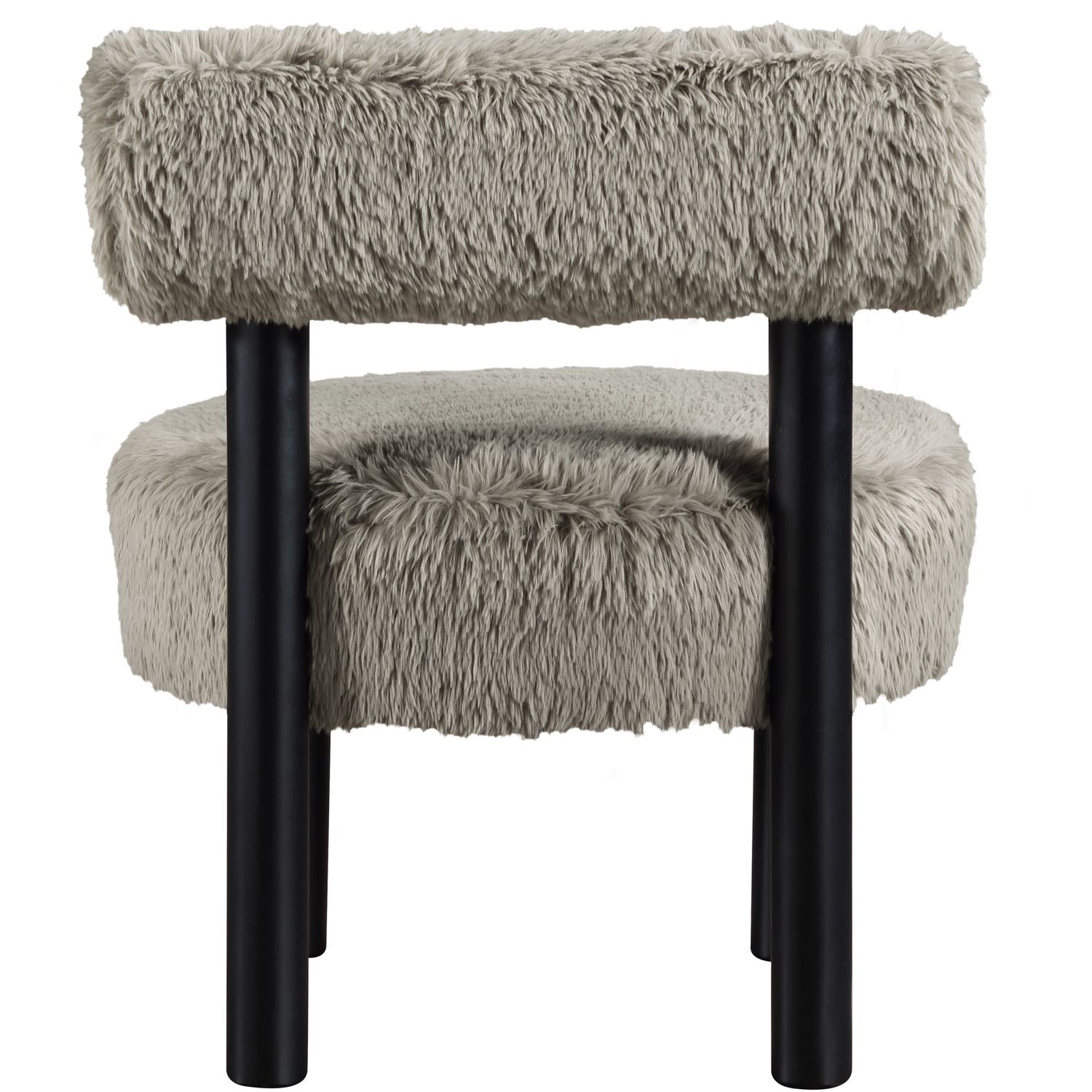 Ambre Vegan Shearling Fabric Upholstered Accent Chair — Taupe / Black