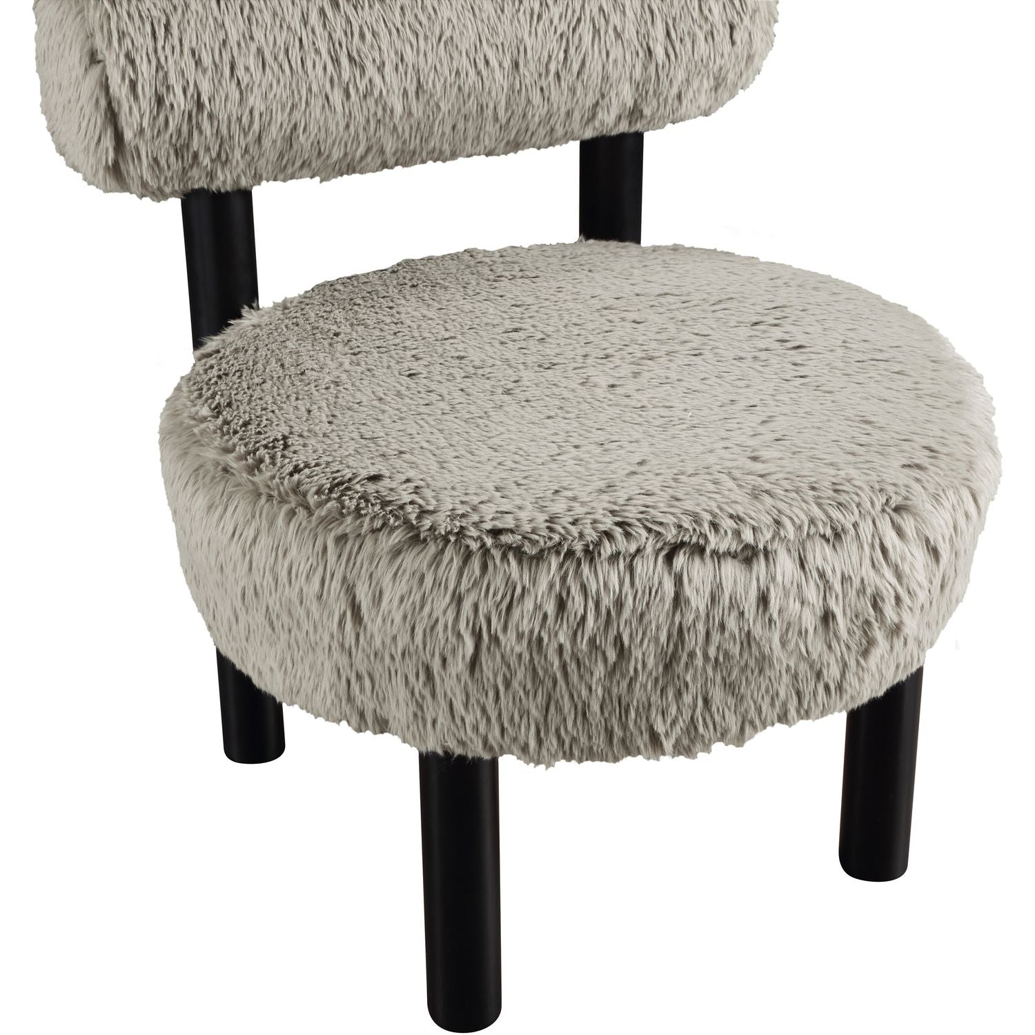 Ambre Vegan Shearling Fabric Upholstered Accent Chair — Taupe / Black
