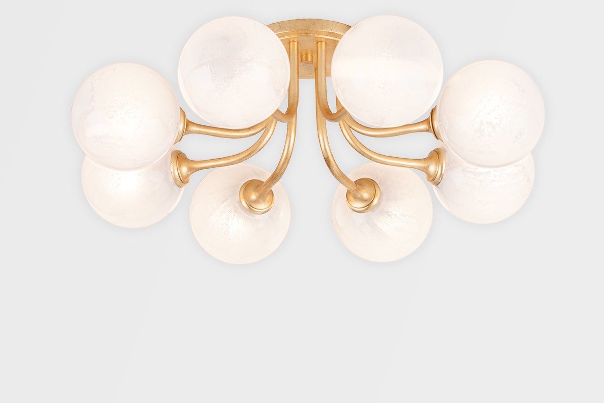 Onyx Semi Flush - Vintage Gold Leaf 8 Lights