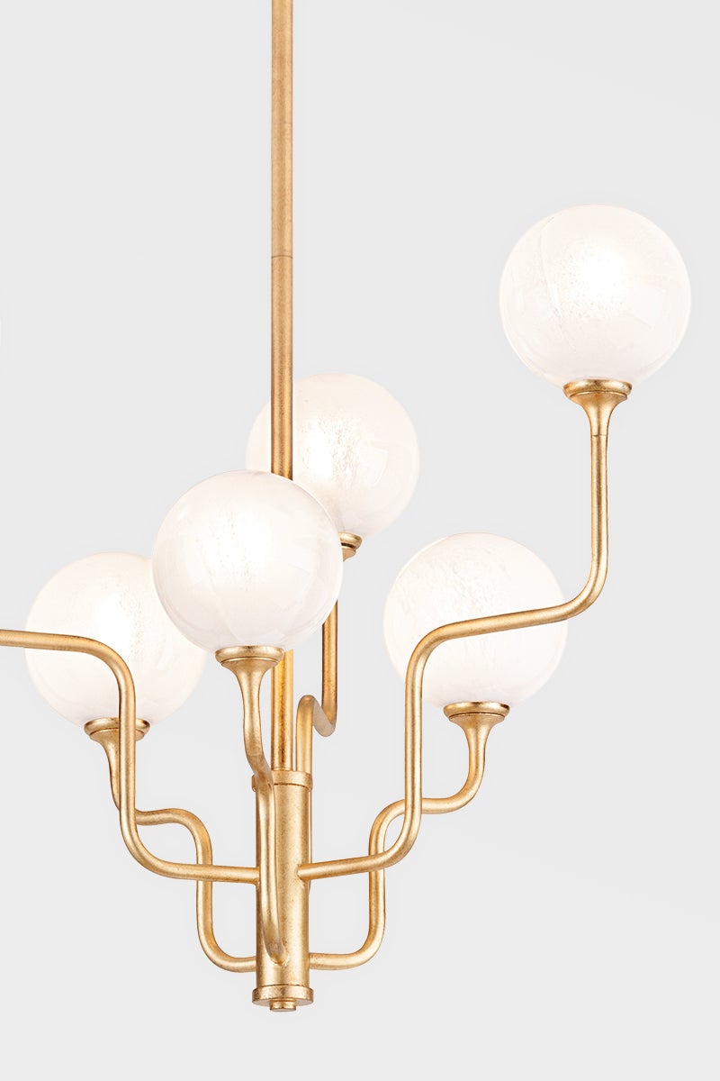 Onyx Chandelier - Vintage Gold Leaf 6 Lights