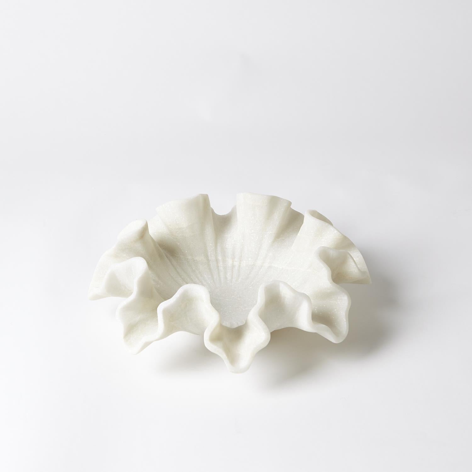 Marble Ruffle Bowl-Global Views-GVSA-9.93039-Decorative ObjectsSmall-White-5-France and Son