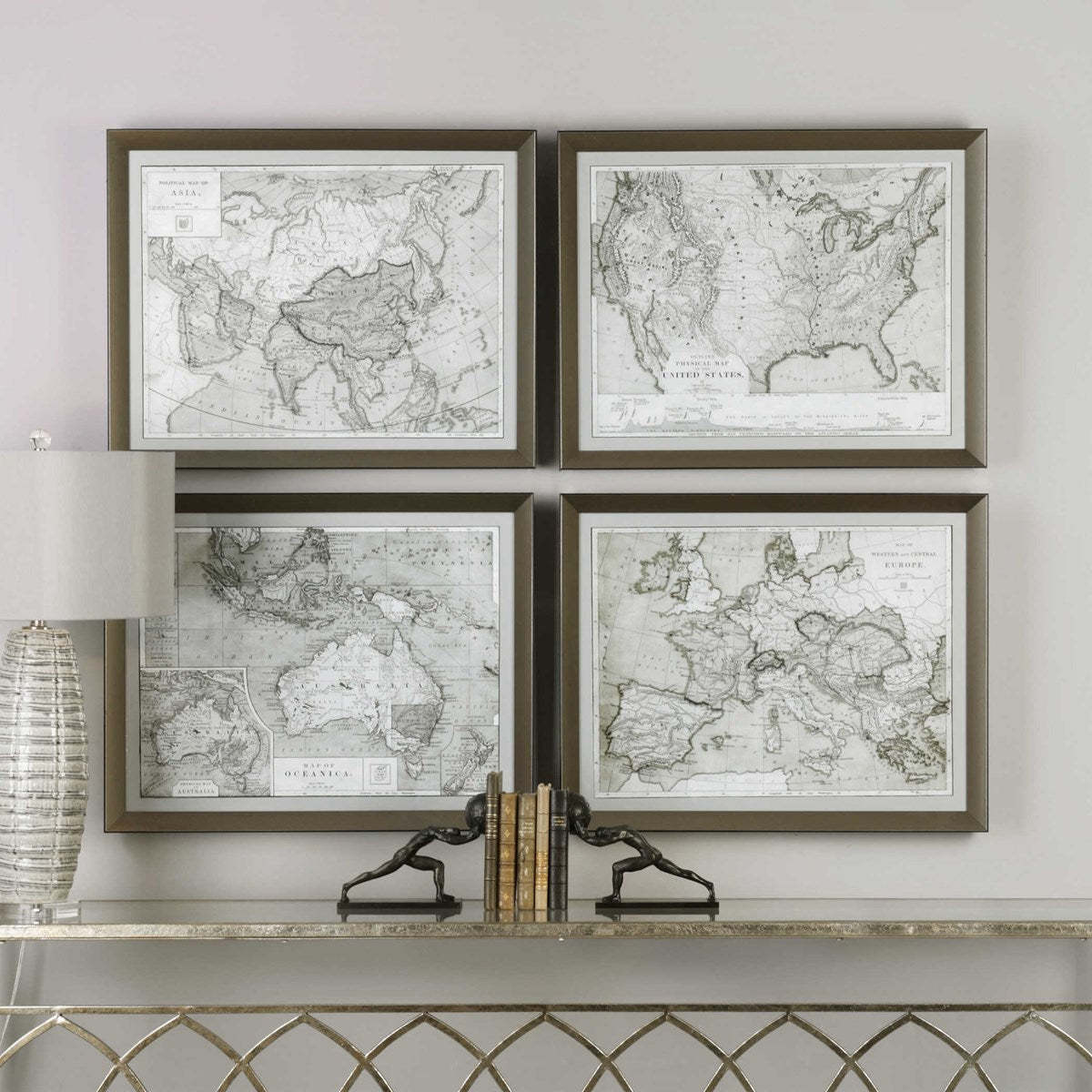 World Maps Framed Prints S/4-Uttermost-UTTM-33639-Wall Art-2-France and Son