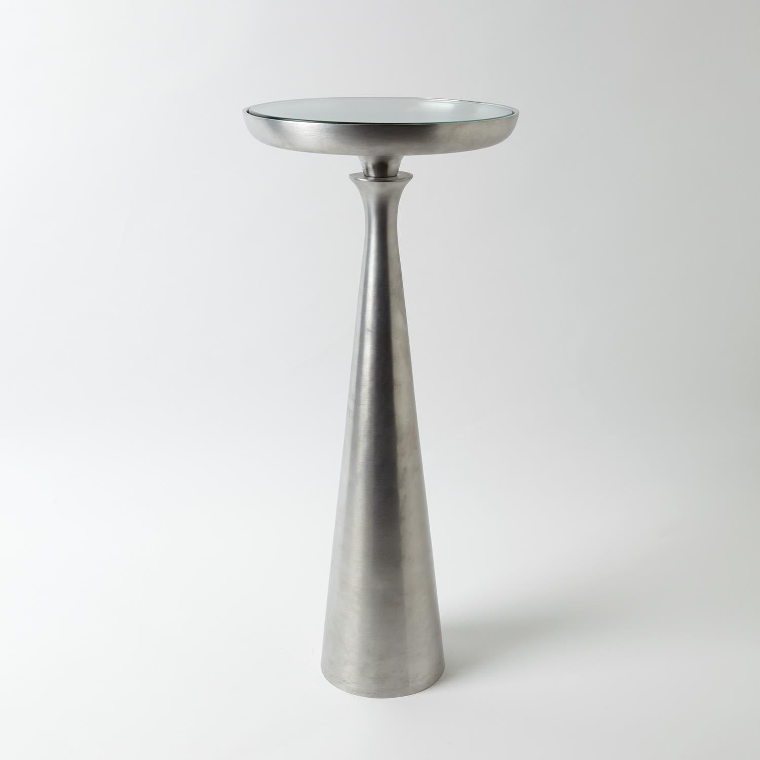 Minaret Accent Table-Global Views-GVSA-7.90768-Side TablesLarge-Satin Nickel-1-France and Son