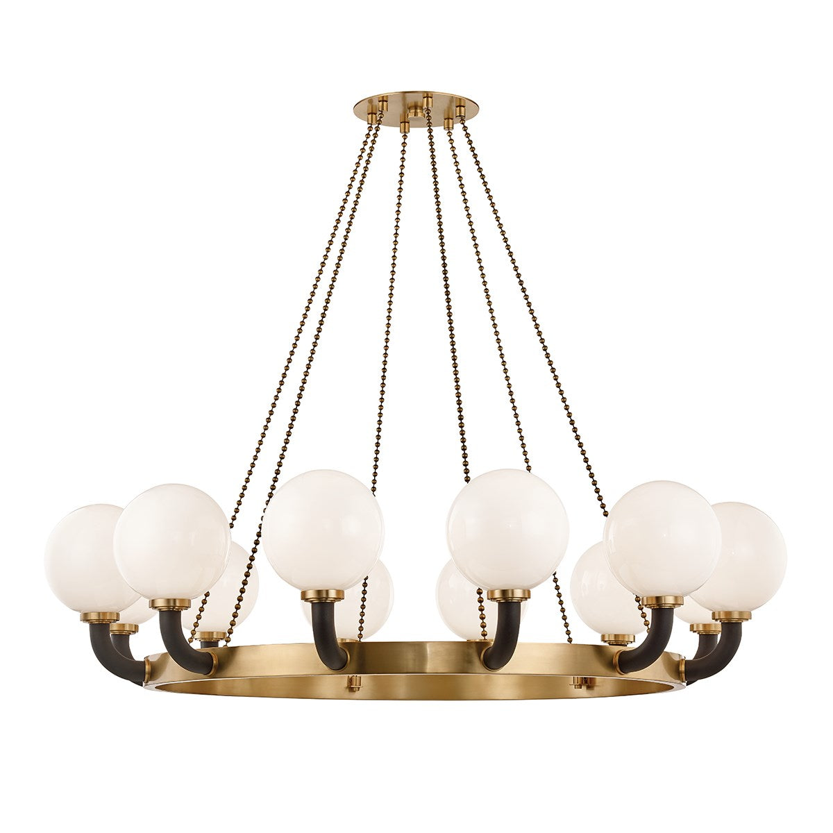 Werner Black Pendant 12 Lamp-Hudson Valley-HVL-3660-AGB/BK-PendantsAged Brass-1-France and Son