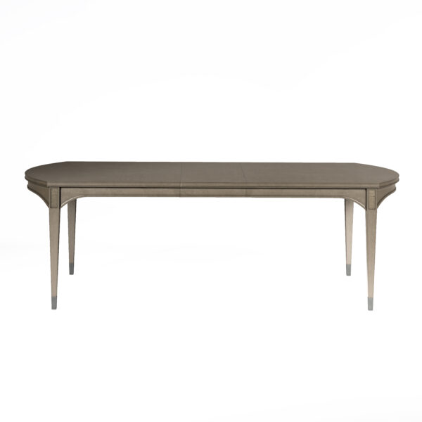 Alternate view of Cove Rectangular Dining Table in taupe and greige.
